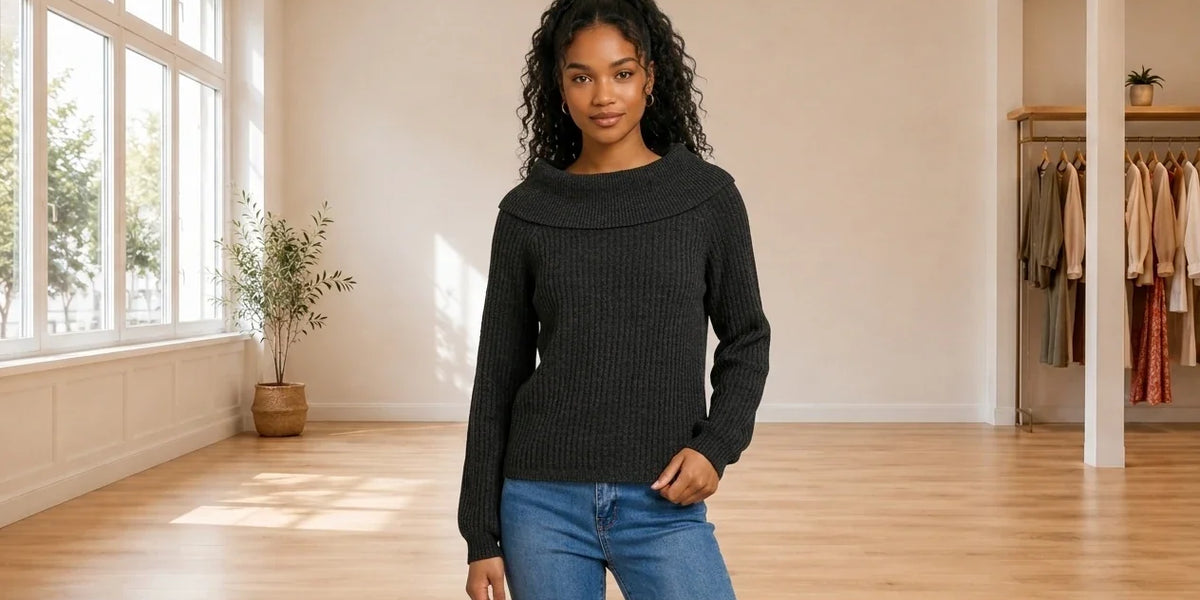 Model wearing Teen X-Small Cardigans Teen Marilyn Shawl-Collar Sweater (Young Women's Fit) in Online Warehouse Sale boutique studio