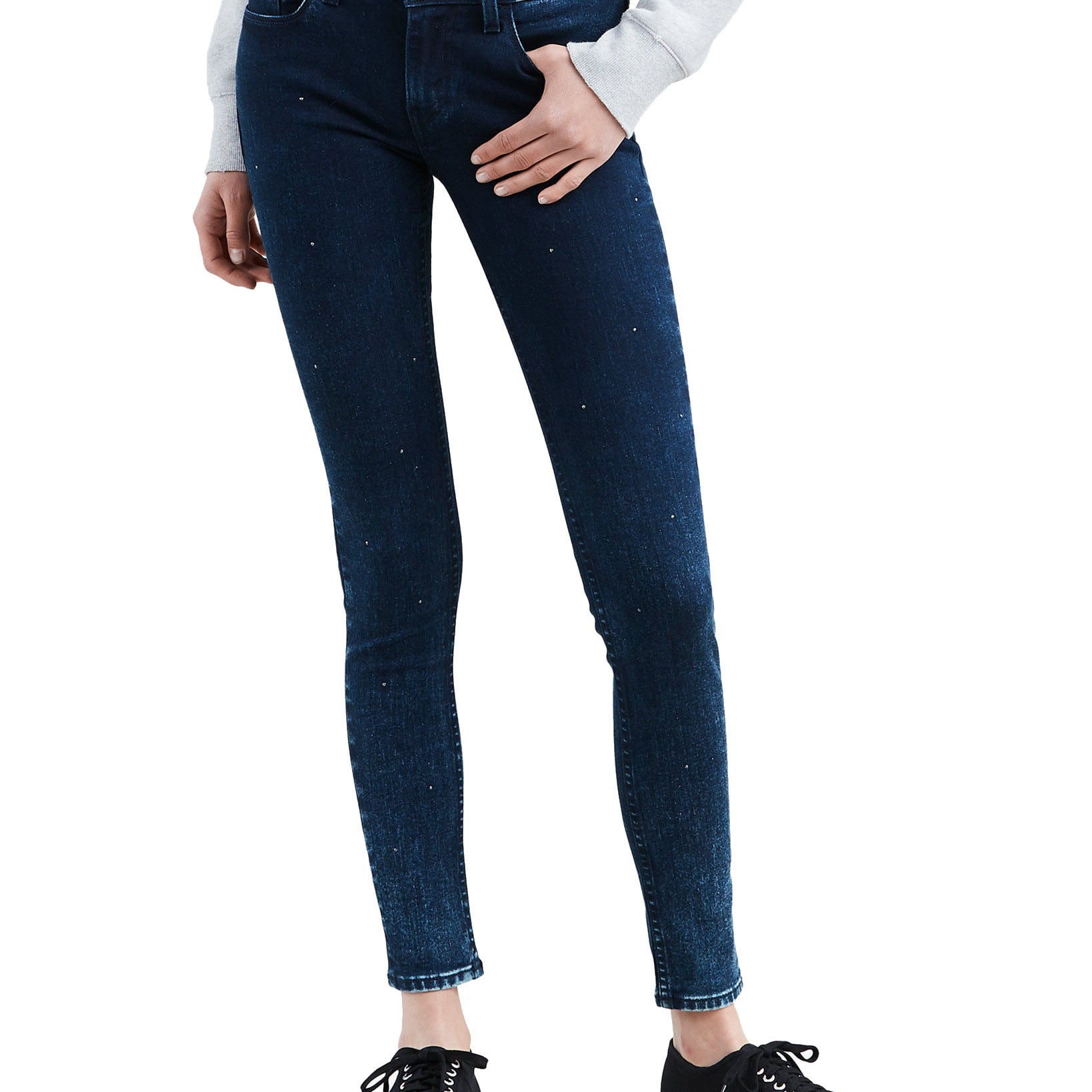 Levis Women 535 Super Skinny Jeans Studded Blue Jean