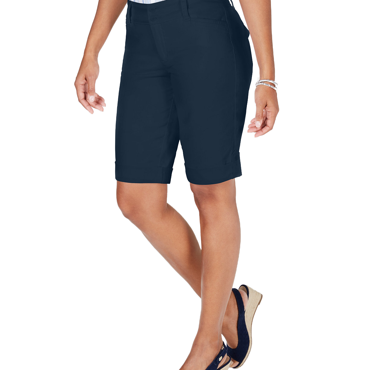 Charter Club Women Tummy Control Chino Shorts Intrepid Blue