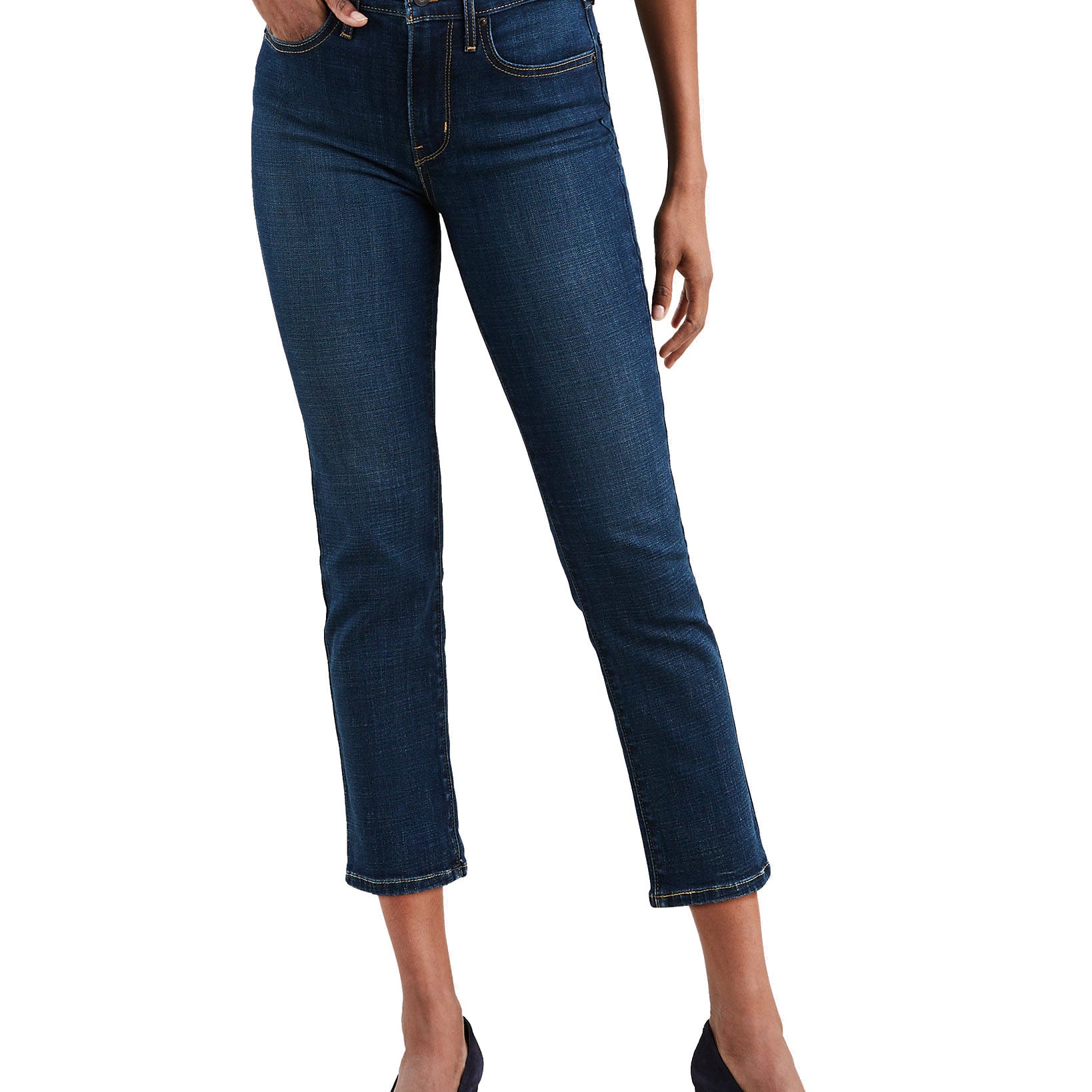 Levis Women 724 Straight Leg Cropped Jeans BLue Story