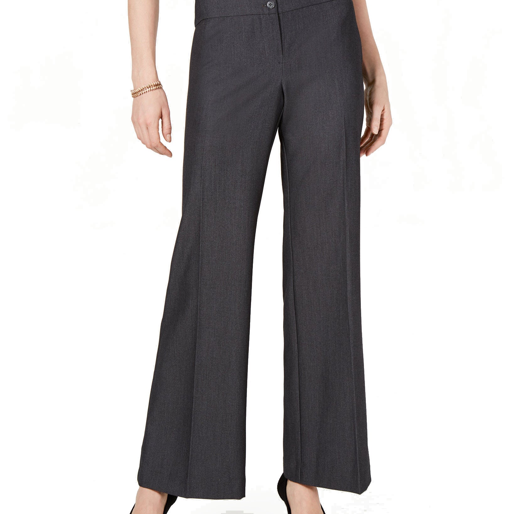 Style & Co Women Stretch Wide Leg Pants DB Grey