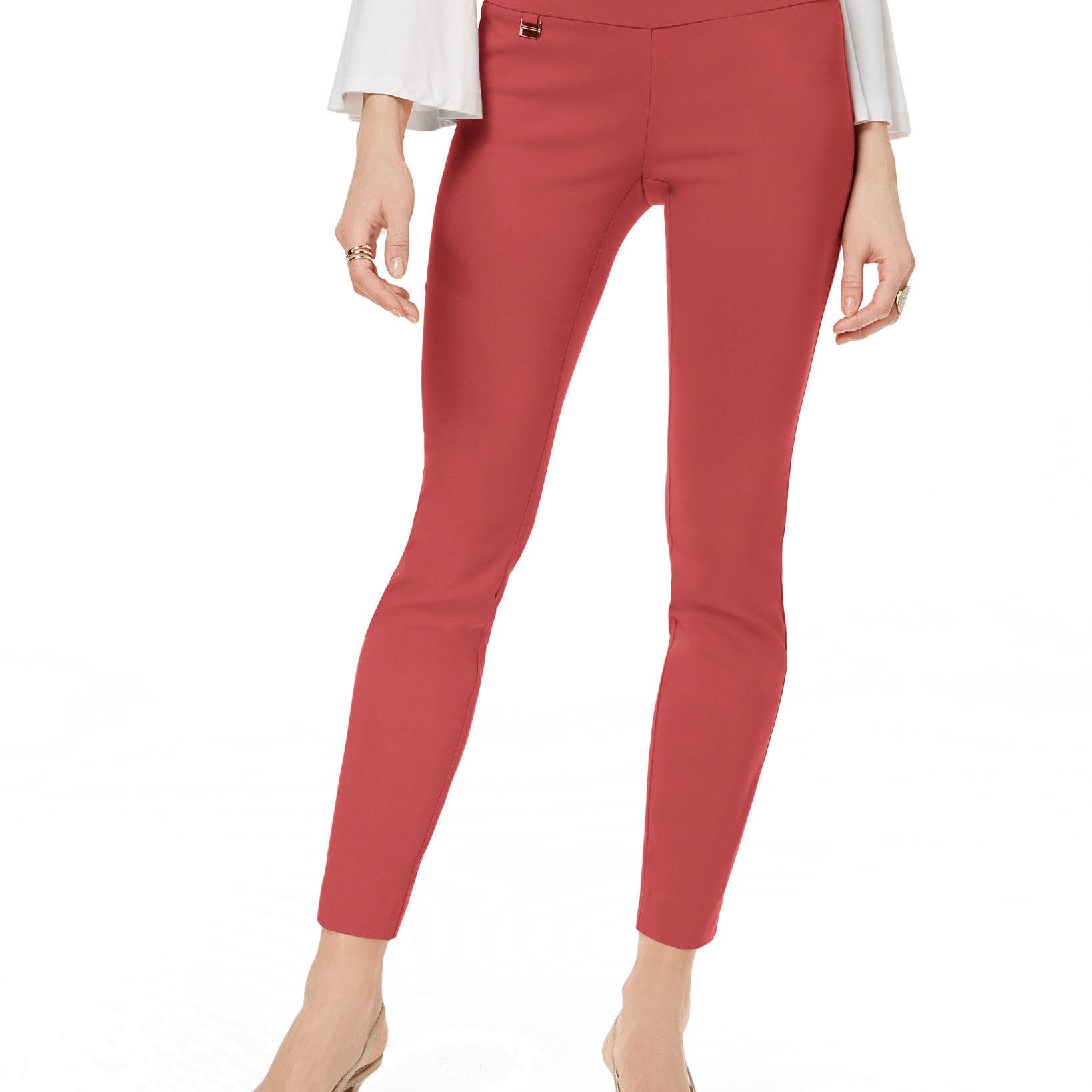 Alfani Women Tummy Control Pull On Skinny Pants Cranberry Spice