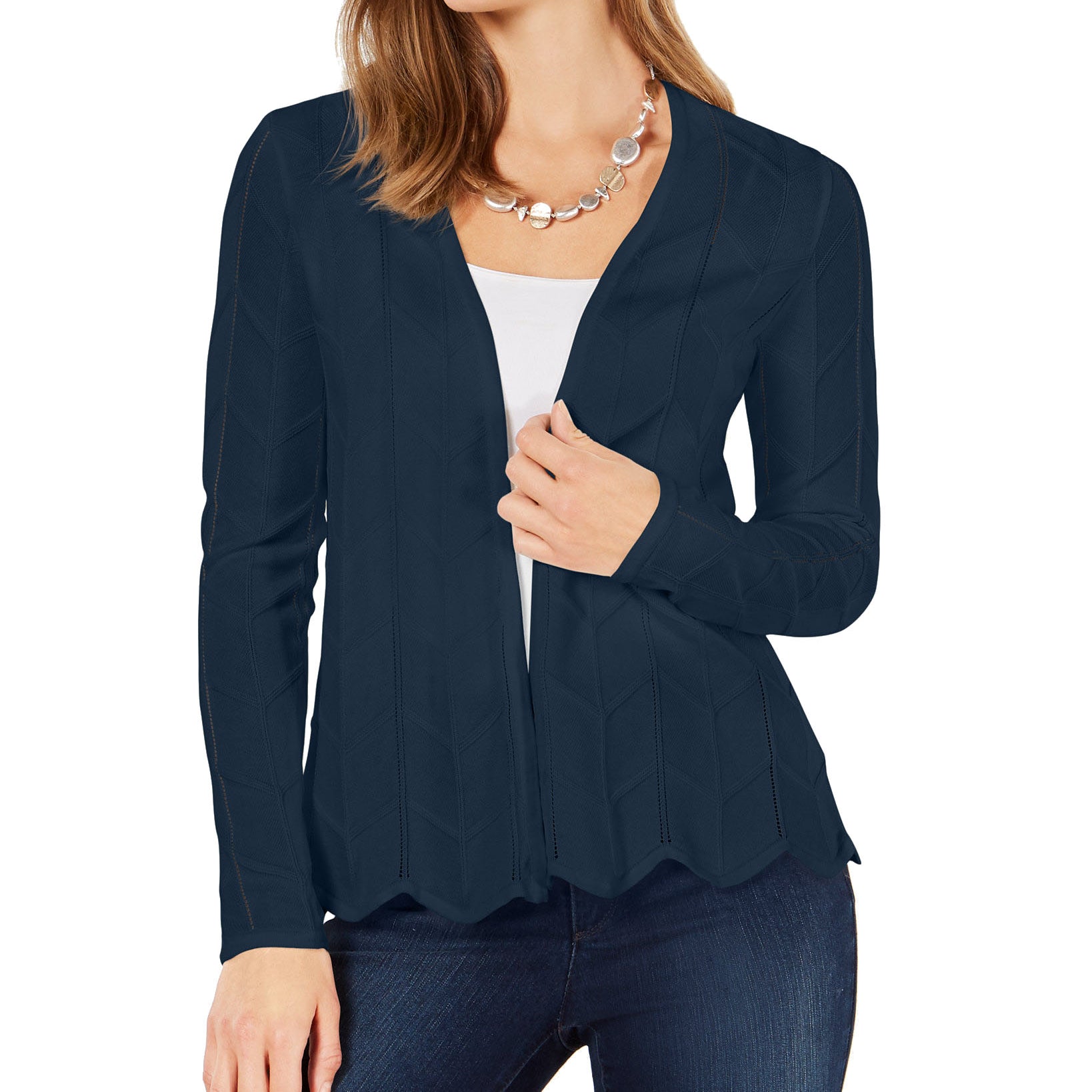 Charter Club Women Open Front Cardigan Deep Black