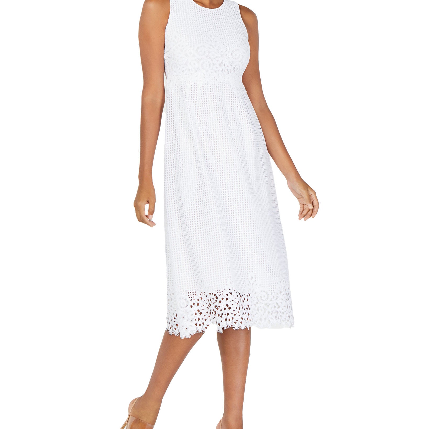 Alfani Women Lace Midi Dress Bright White