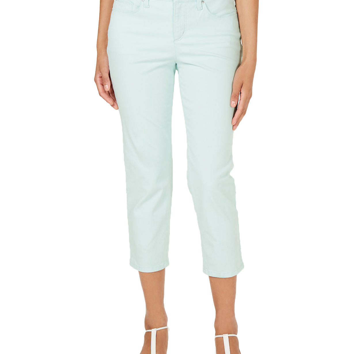 Charter Club Women Petite Petite Tummy Control Bristol Capri Jeans Aqua Mist