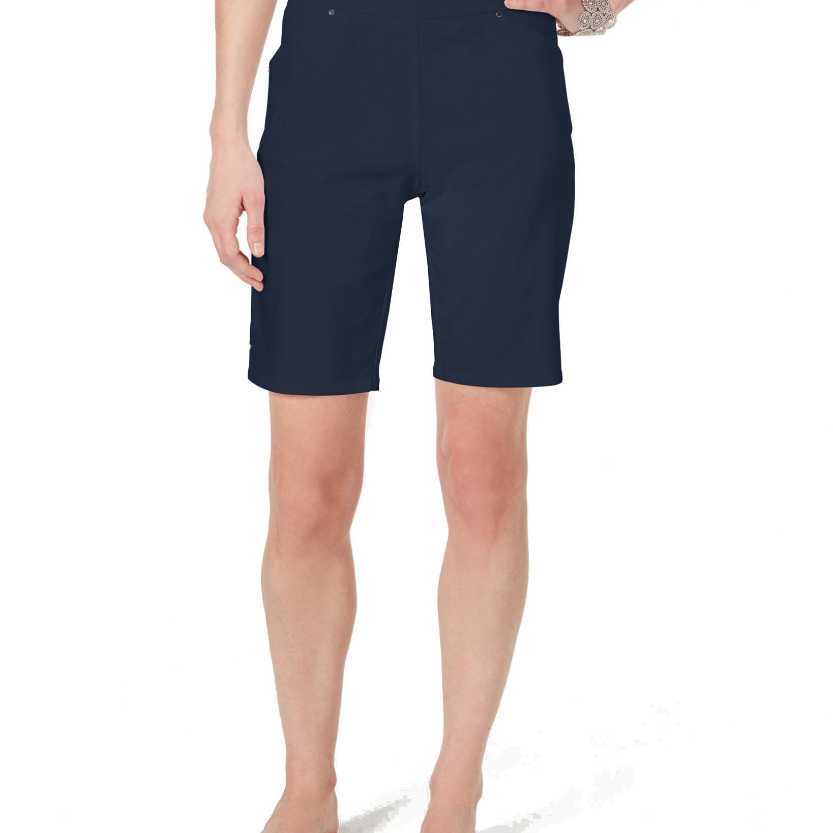 INC International Concepts Women Pull On Bermuda Shorts Deep Twilight