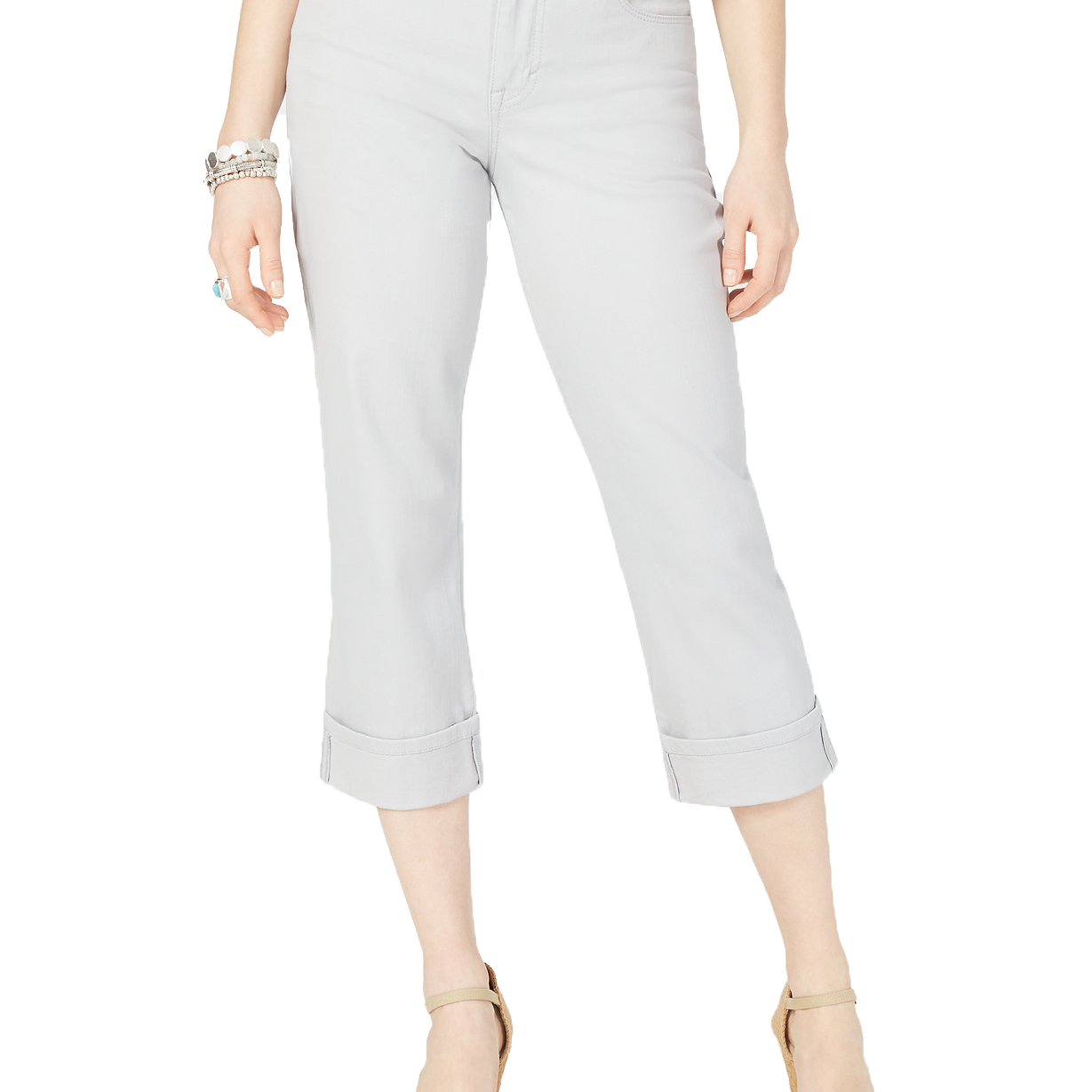 Style & Co Women Curvy Cuffed Capri Jeans Misty Harbour