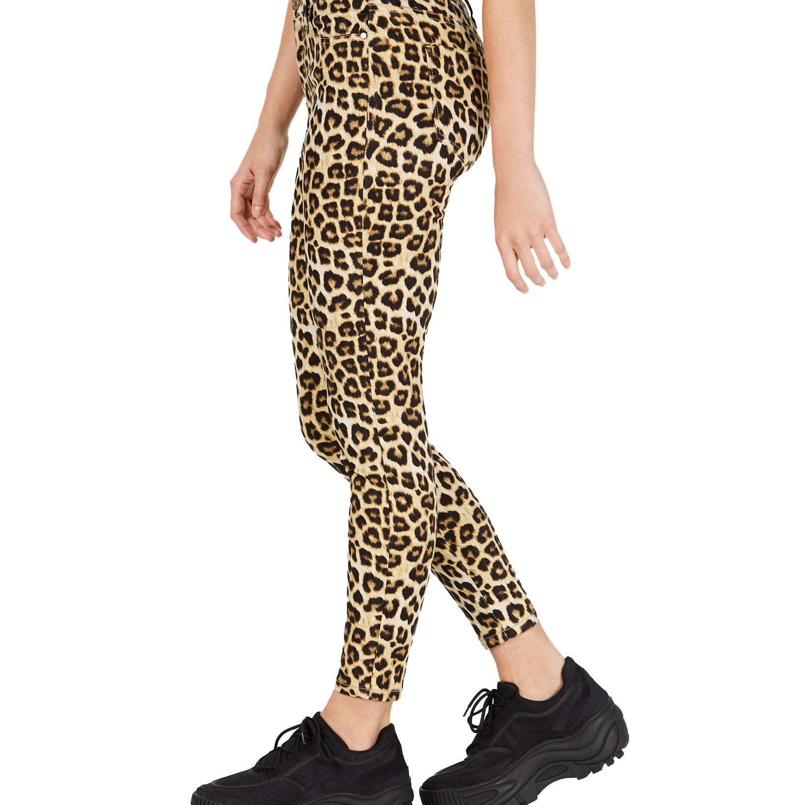 Celebrity Pink Womens Plus Cheetah Print Skinny Ankle Jeans