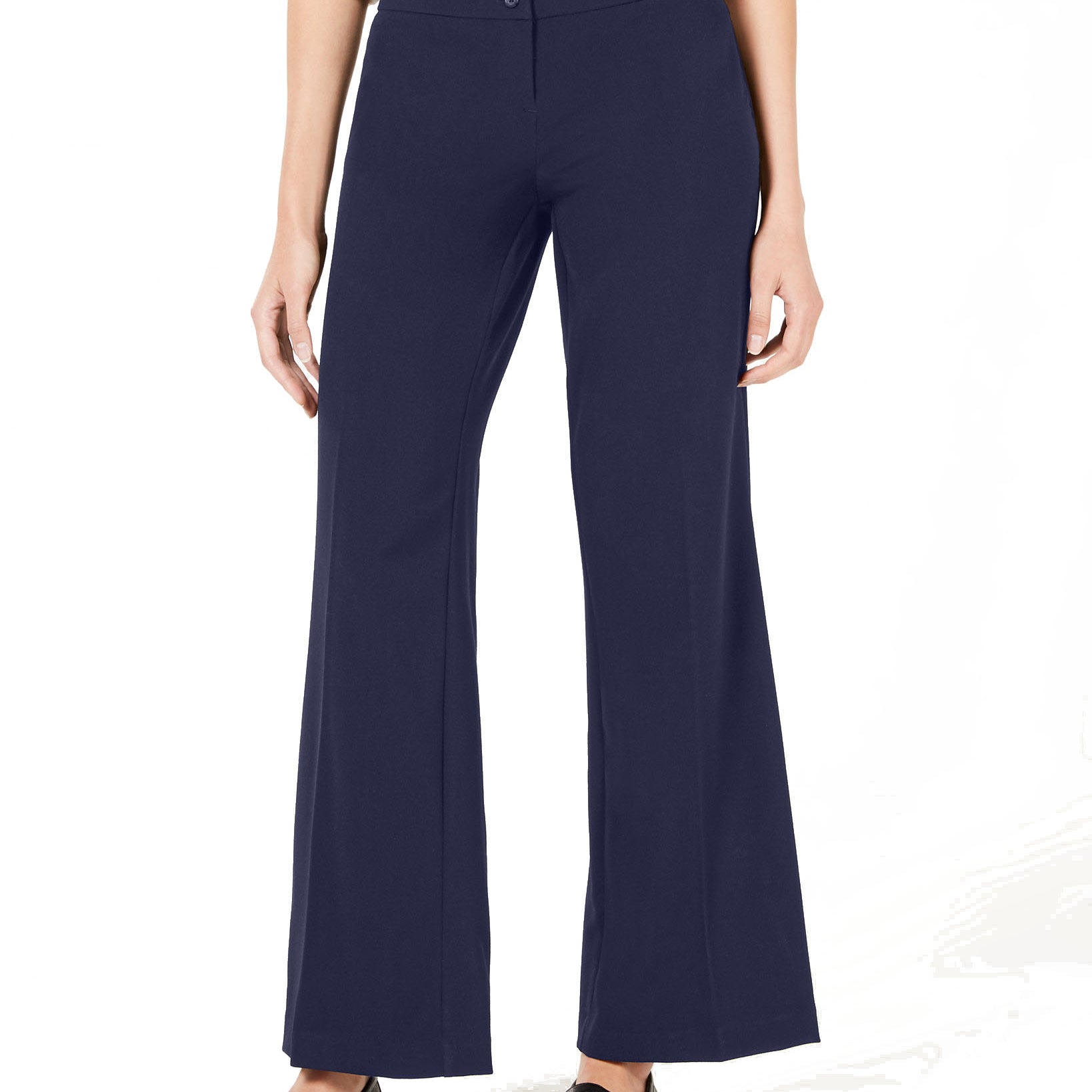 Style & Co Women Stretch Wide Leg Pants Navy