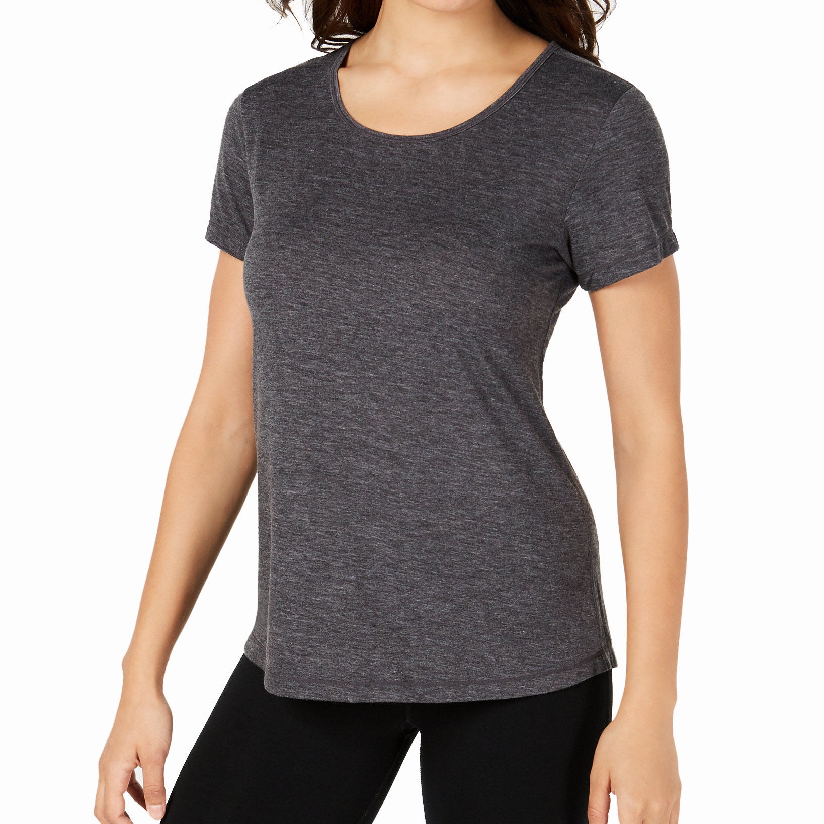 Ideology Women Mesh Back T Shirt Charcoal Heather