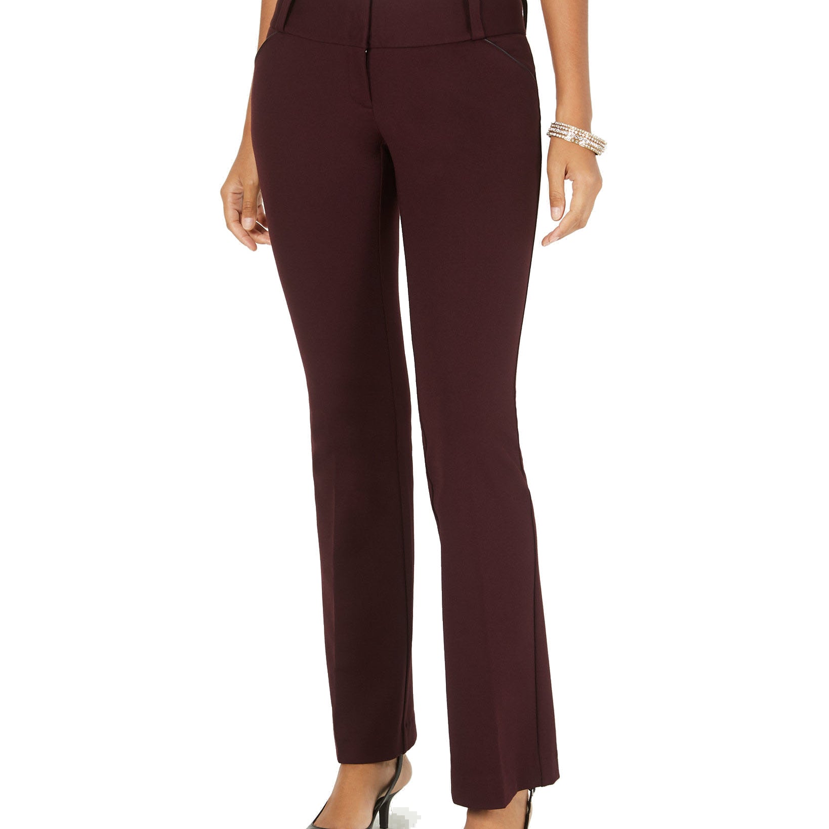 Alfani Women Wide Leg Trousers New Wine Malbec
