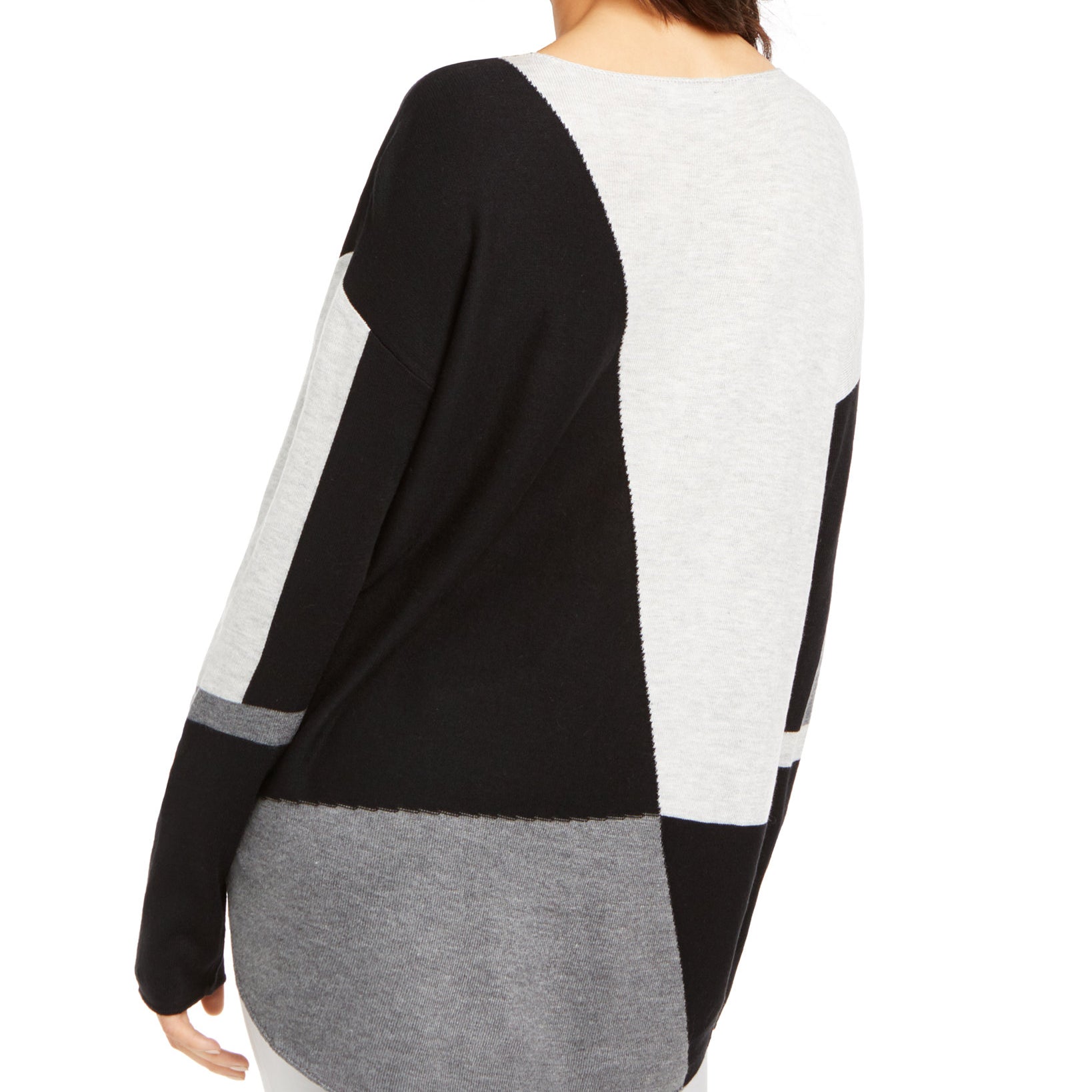INC International Concepts Women Colorblocked Shirttail Sweater