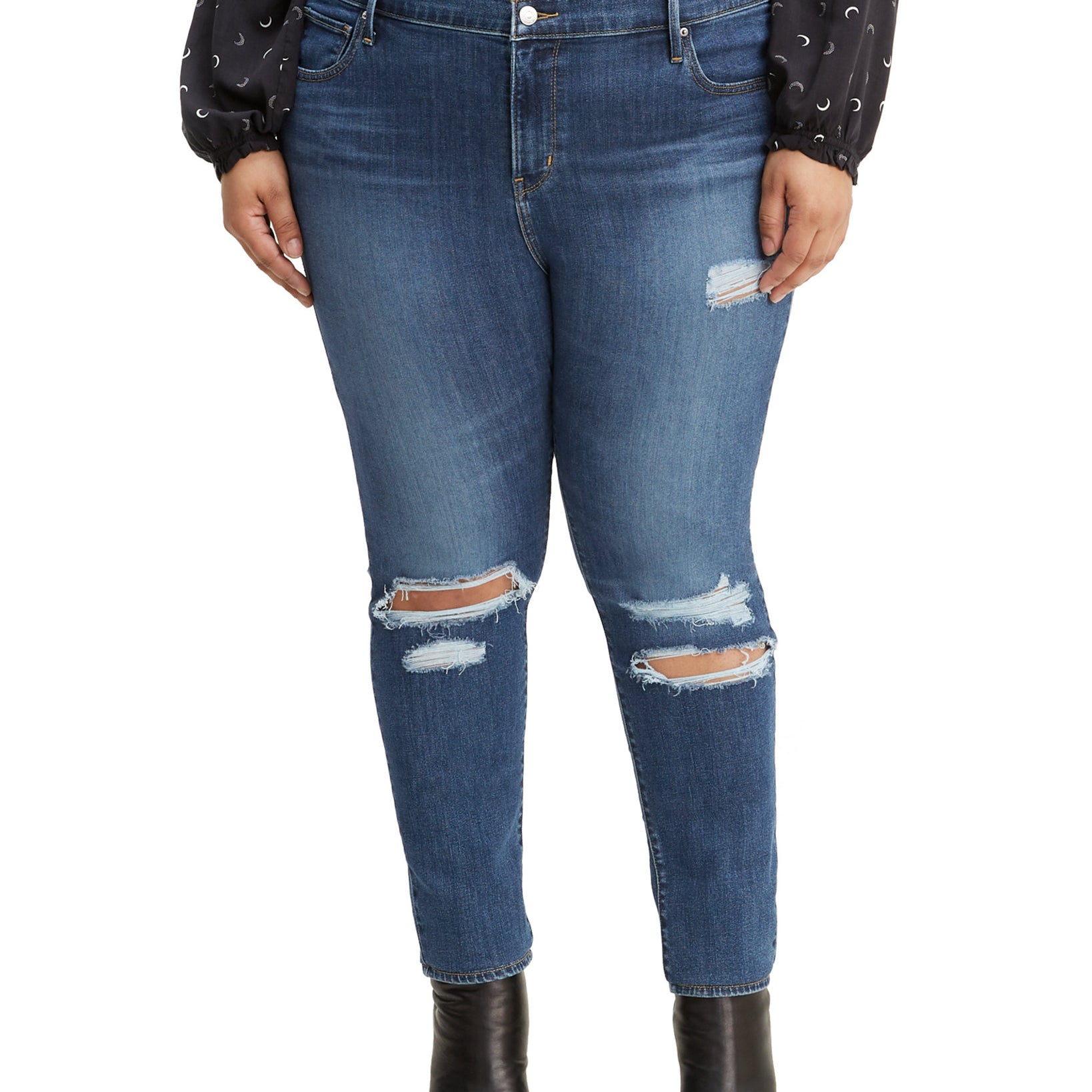 Levis Women Plus Trendy 721 Ripped Skinny Jeans Manic Monday