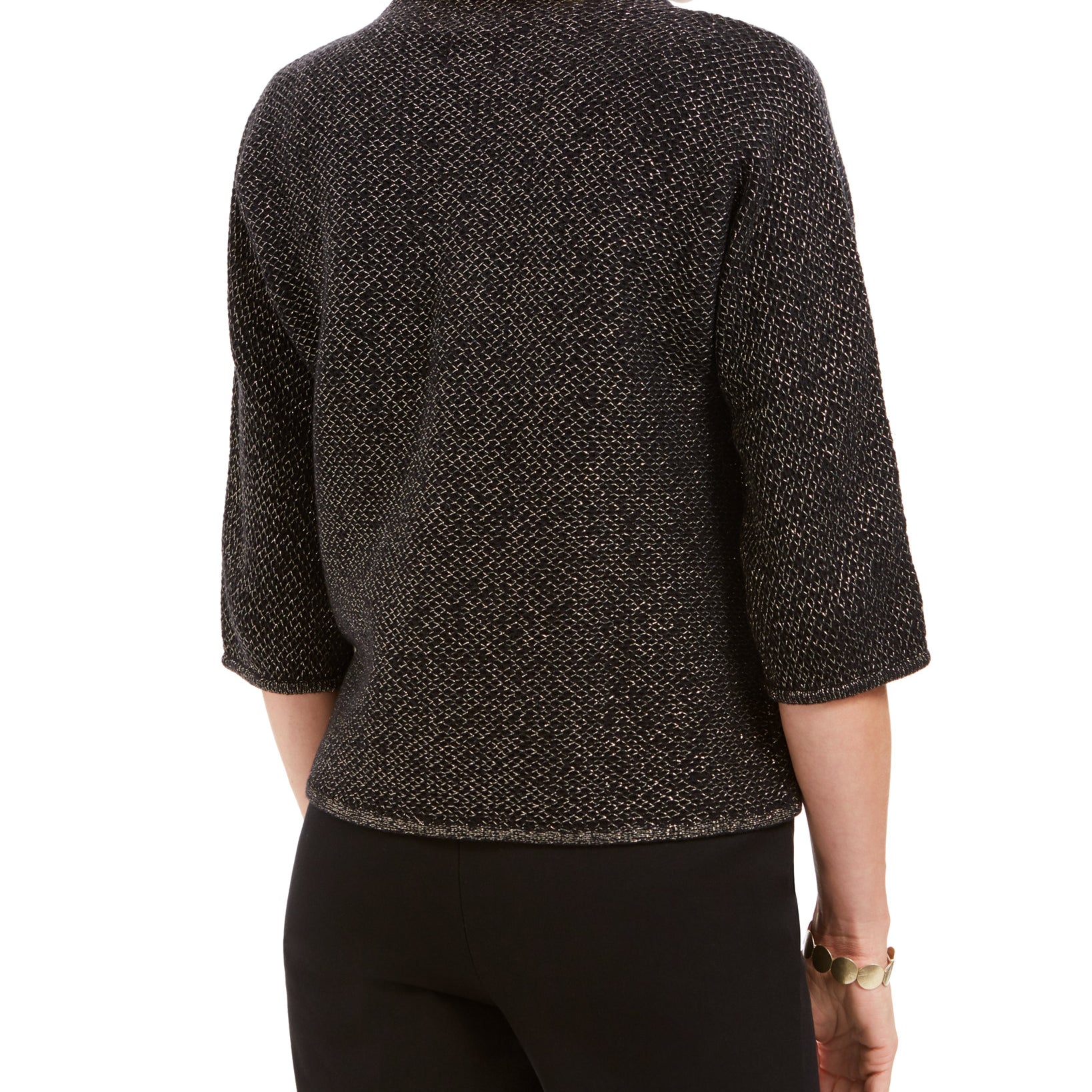 JM Collection Women Holiday Party Metallic Textured Brooch Sweater Jacket