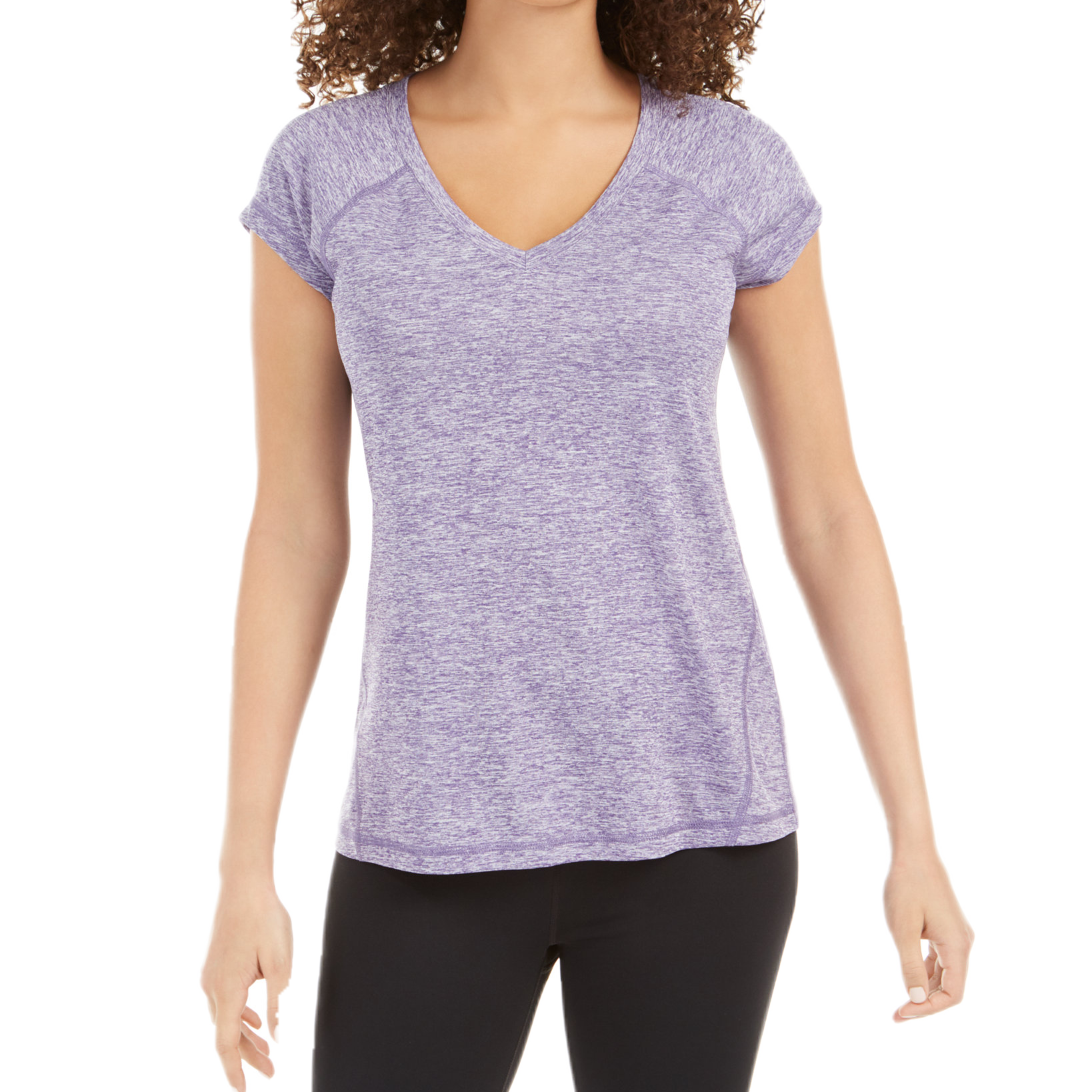 Ideology Women Rapidry Heathered Performance T Shirt Viola Dusk
