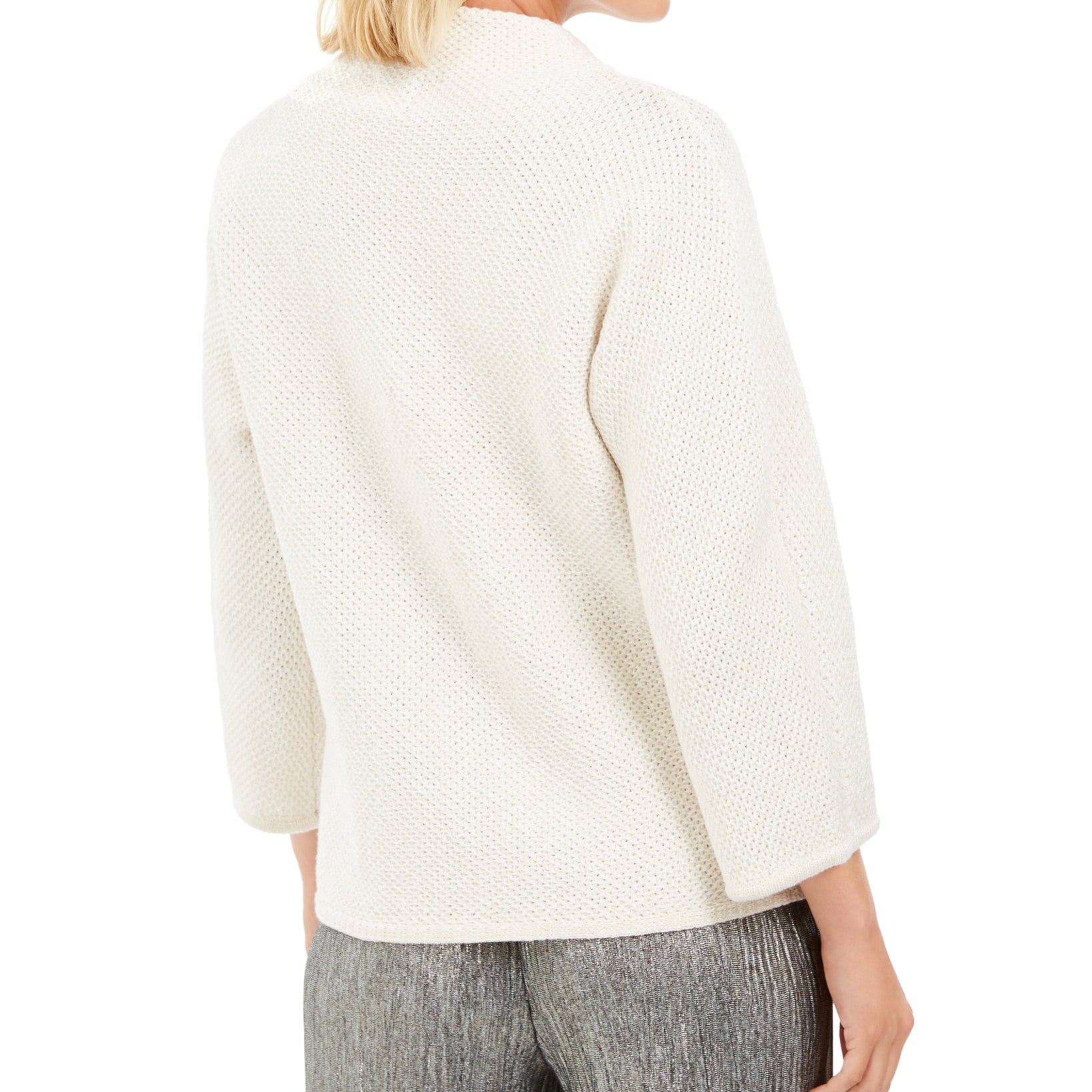 JM Collection Women Holiday Party Metallic Textured Brooch Sweater Jacket
