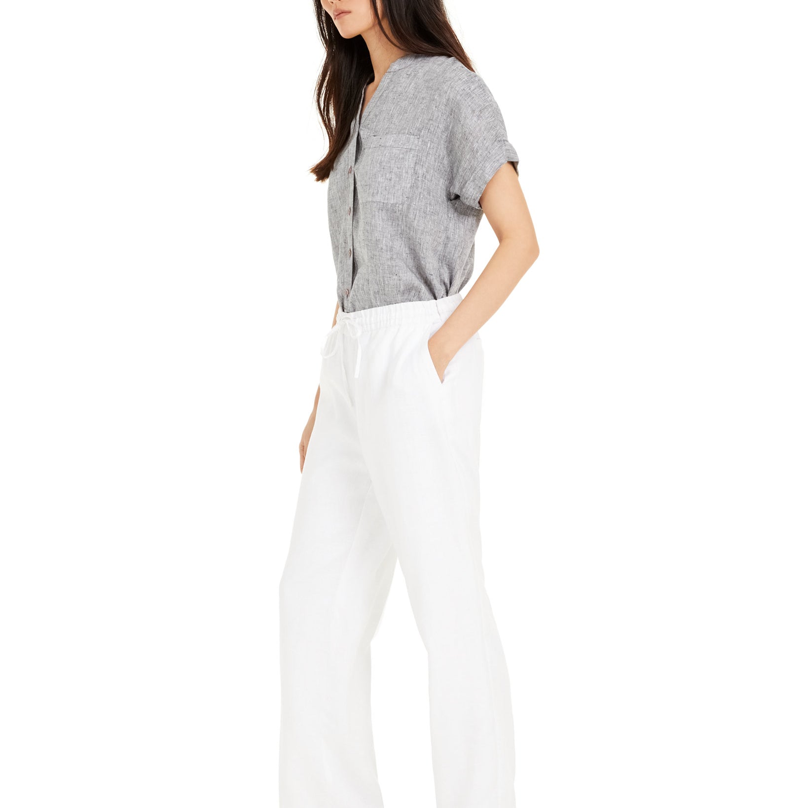 Charter Club Women Linen Drawstring Waist Pants