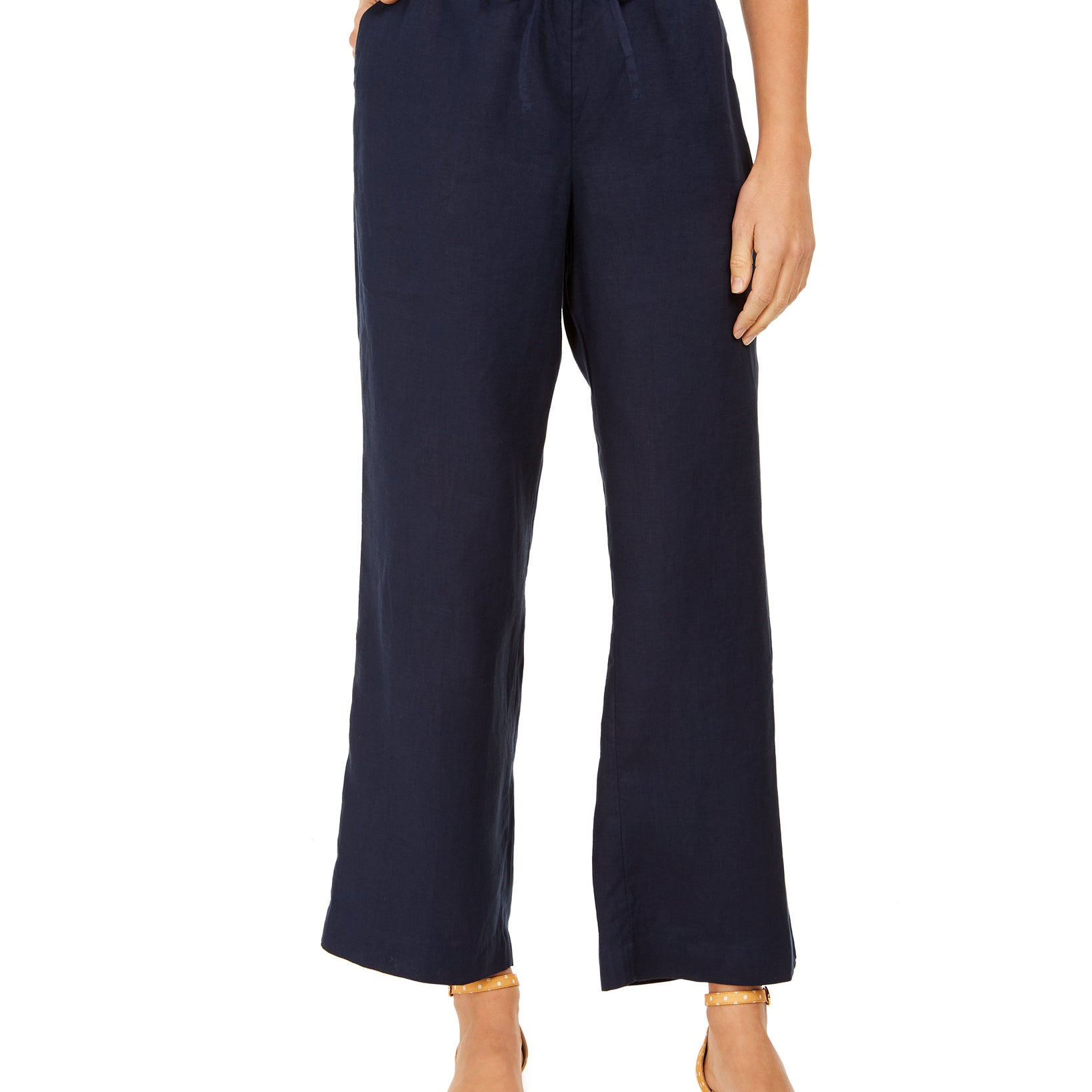 Charter Club Women Linen Drawstring Waist Pants Intrepid Blue
