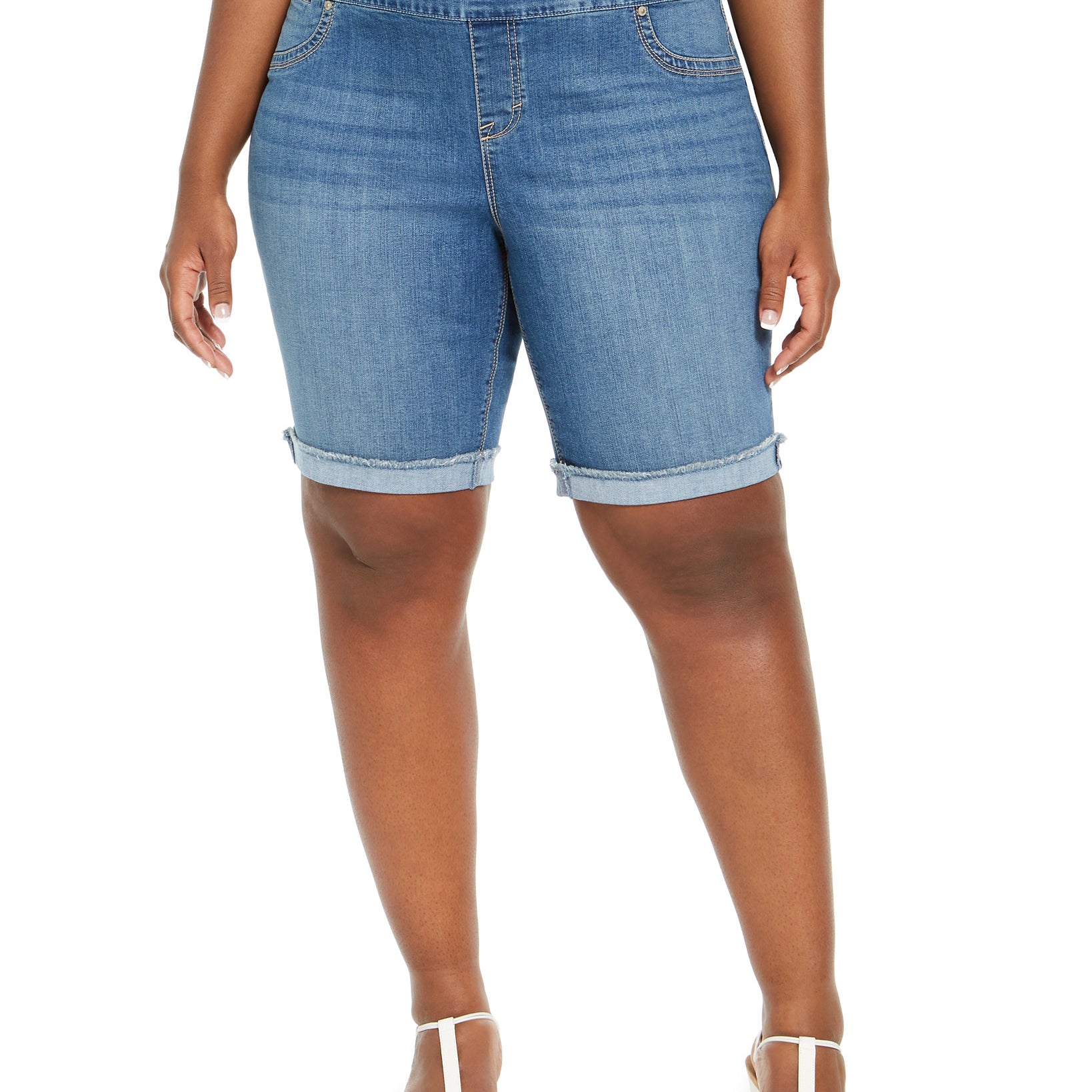Style & Co Women Plus Ella Denim Cuffed Shorts Chrissy