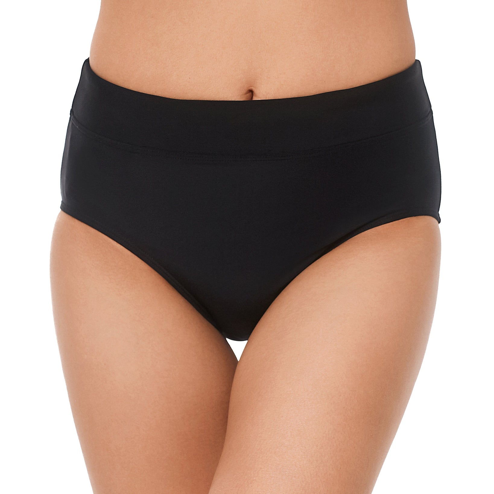 Reebok Women Solid Zip Pocket Bikini Bottoms Black