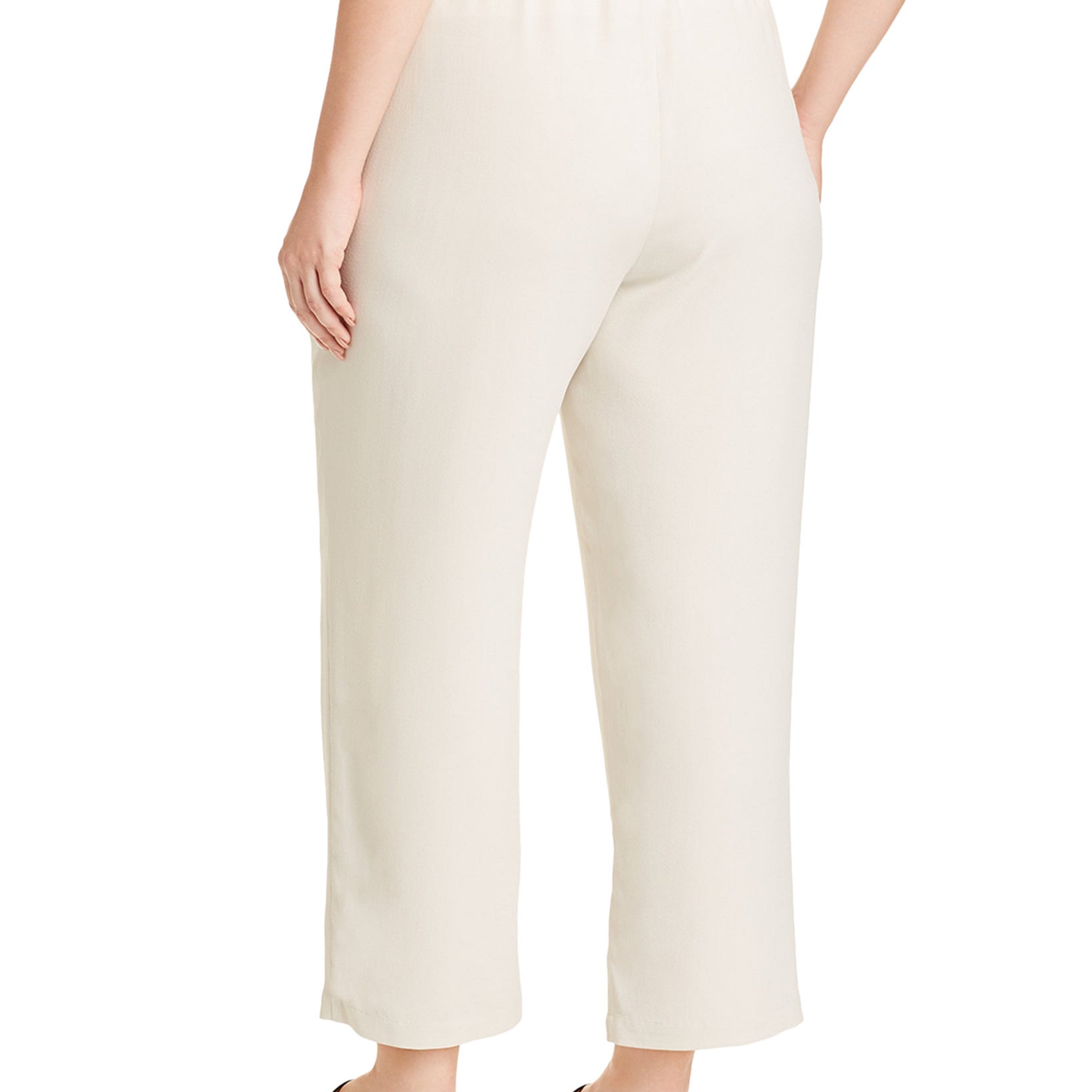 Eileen Fisher Women Plus Straight Fit Silk Pull On Pants
