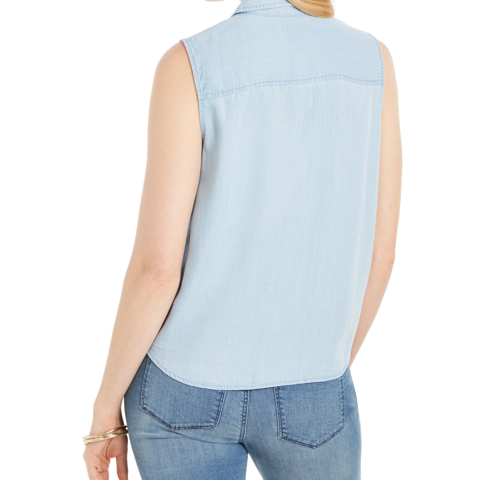 Charter Club Women Cotton Tie Hem Sleeveless Shirt