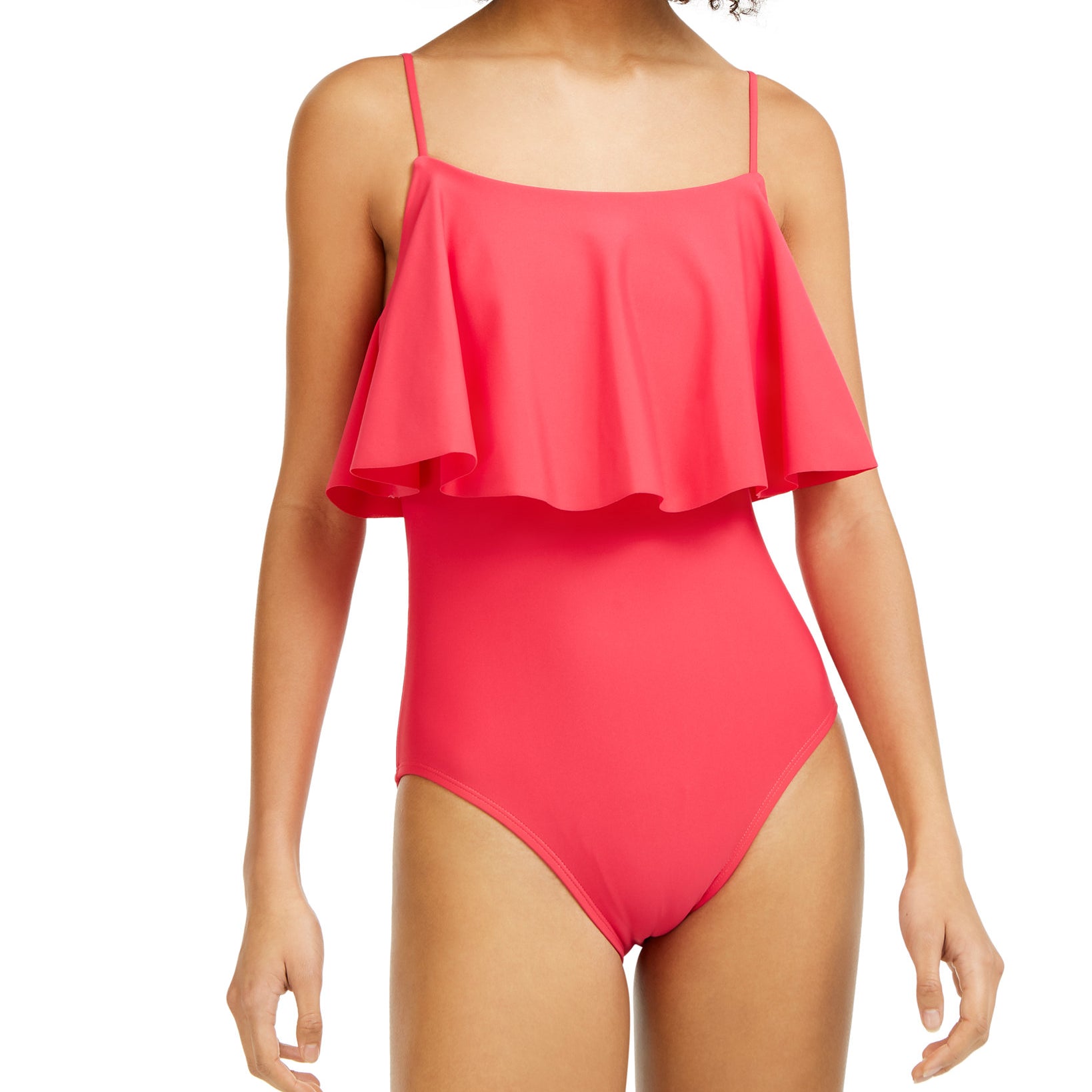 Tommy Hilfiger Women Flutter One Piece Swimsuit Magenta
