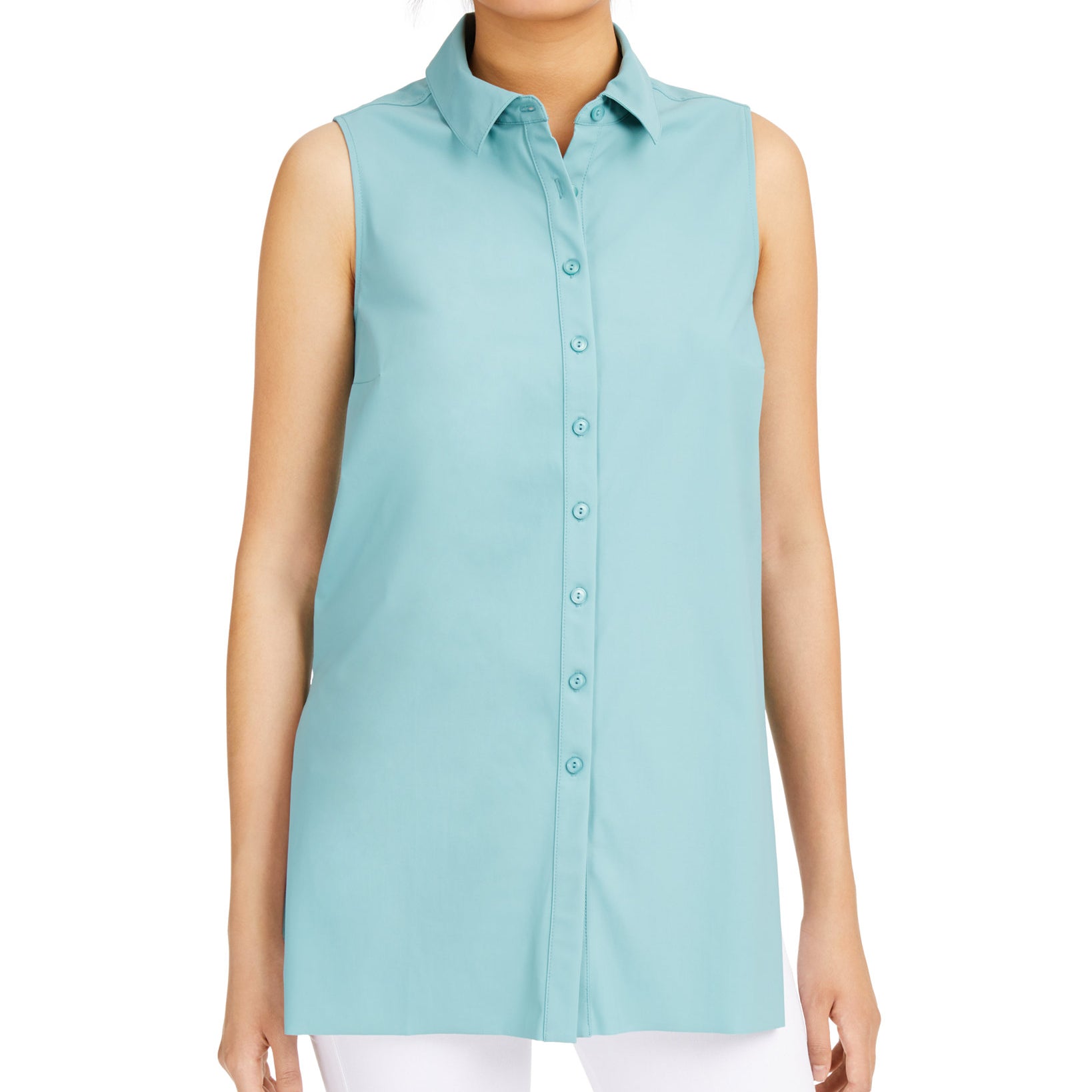 Alfani Women Sleeveless Knit Button Front Tunic Precious Jade