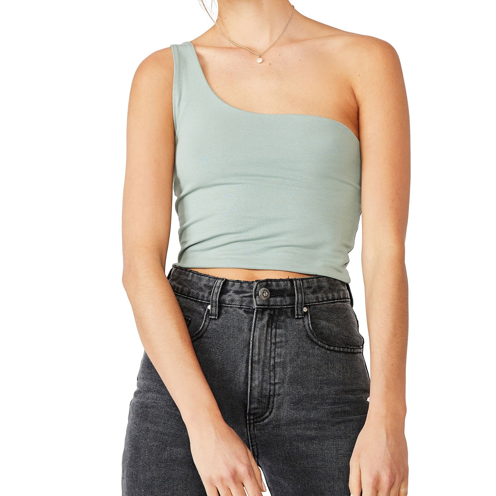 COTTON ON Women One Shoulder Sleeveless Top Chinois Green