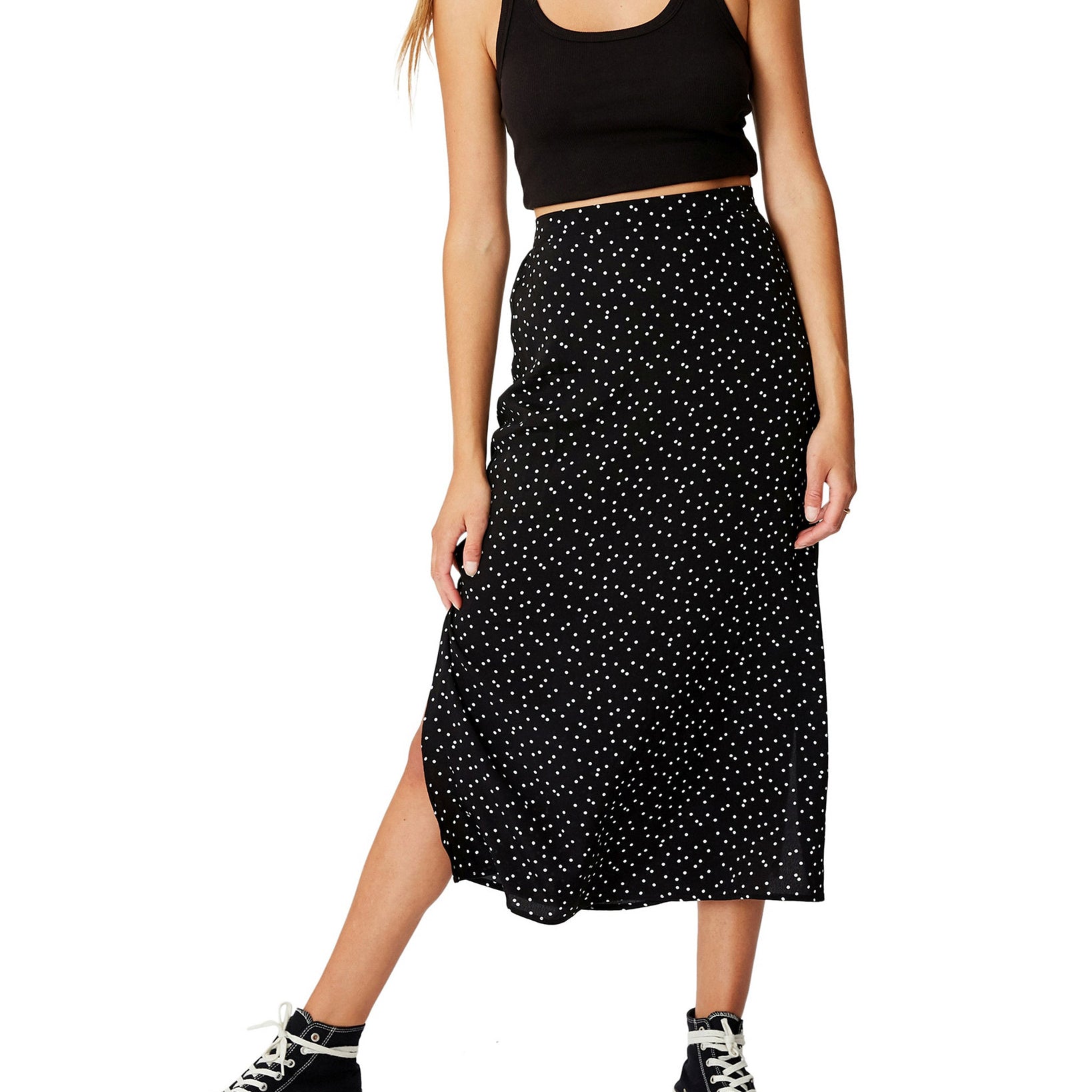 COTTON ON Women 90s Slip Skirt Daisy Spot Black