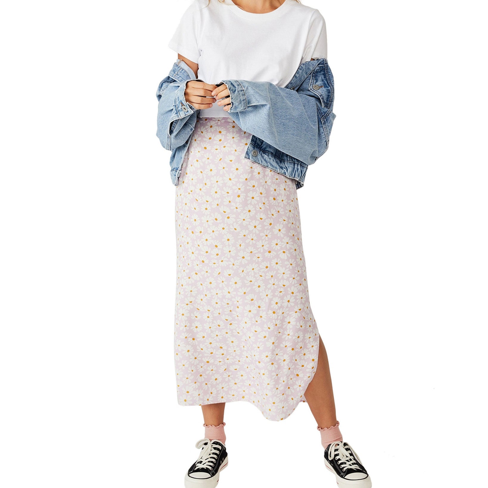 COTTON ON Women 90s Slip Skirt Ava Daisy Orchid