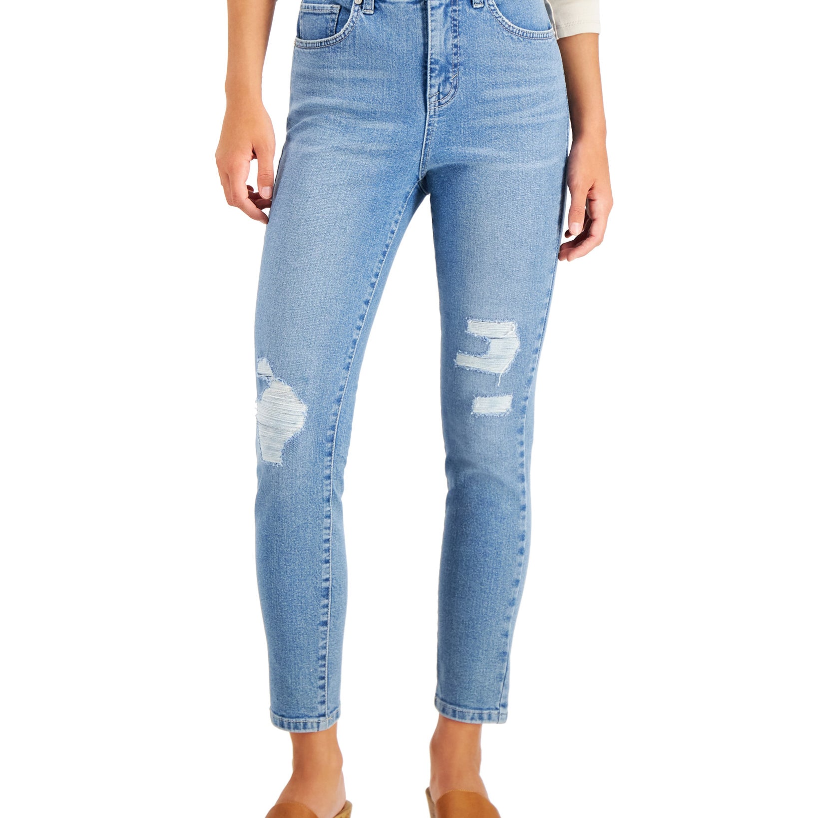 Style & Co Women High Rise Distressed Skinny Ankle Jeans Lourdes