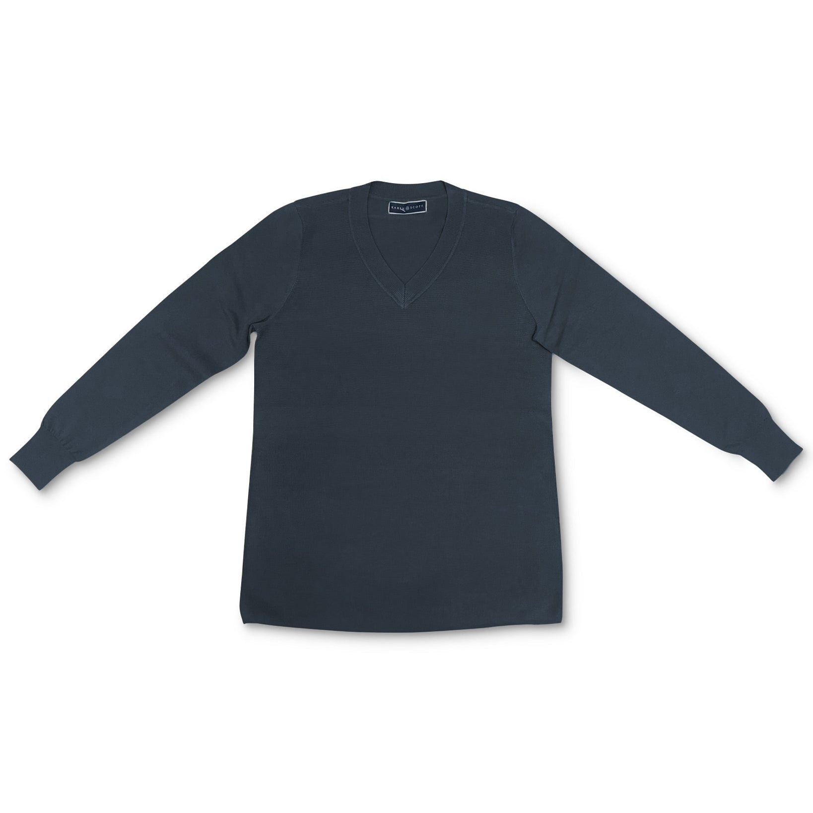 Karen Scott Women V Neck Sweater Heather Indigo