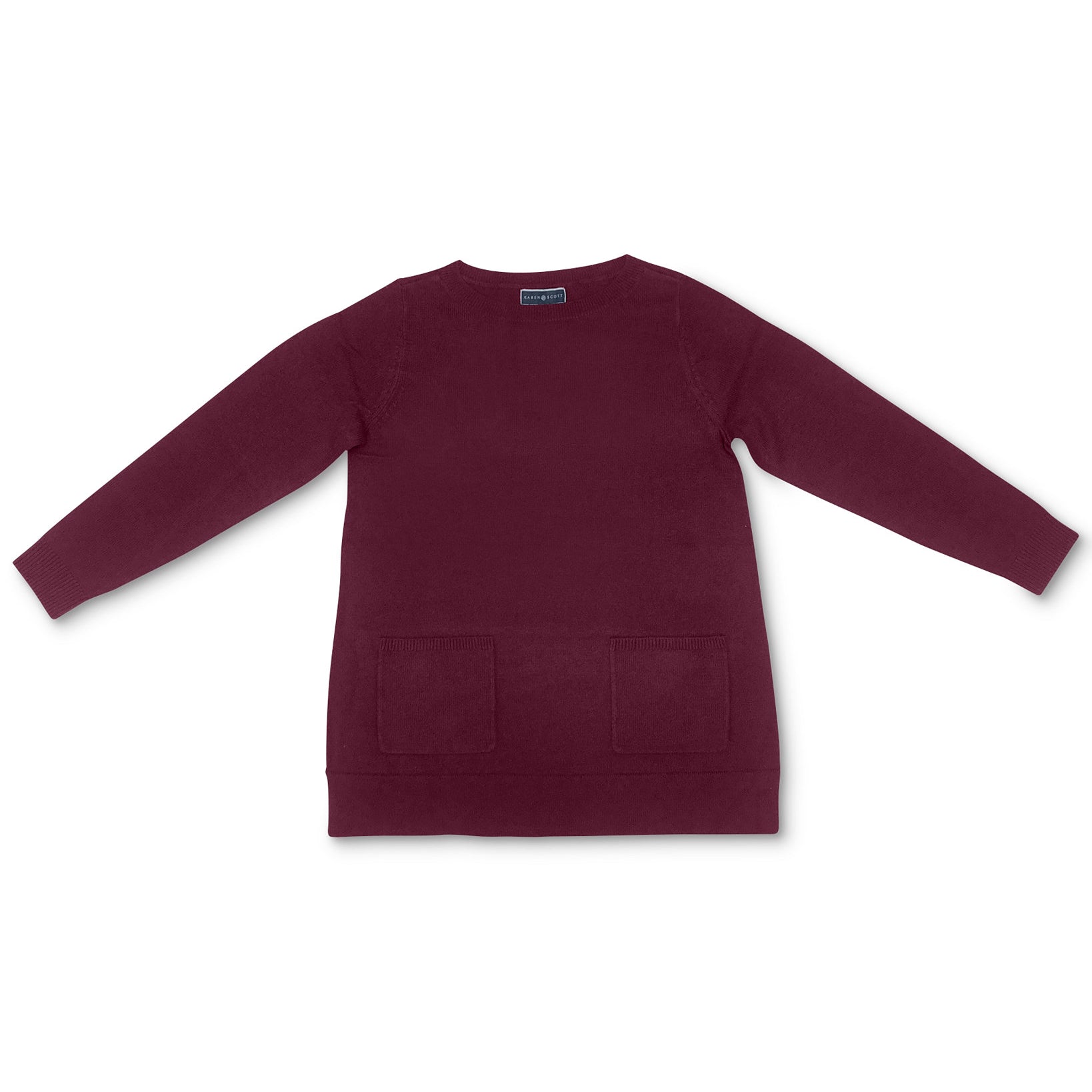 Karen Scott Women Patch Pocket Sweater Merlot