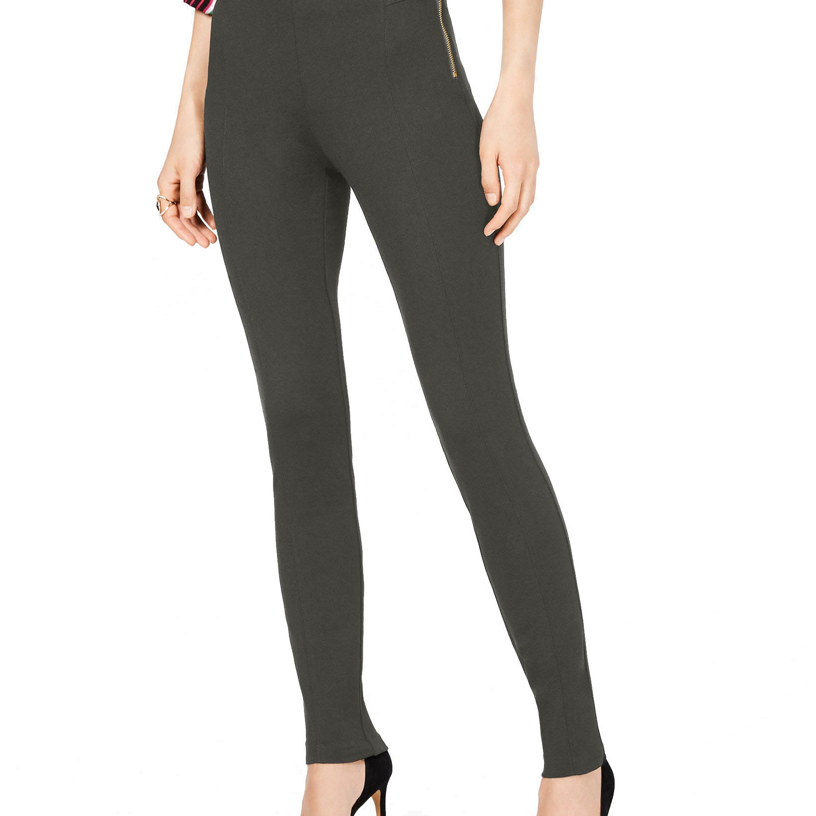 INC International Concepts Women High Waist Skinny Pants Urban Olive