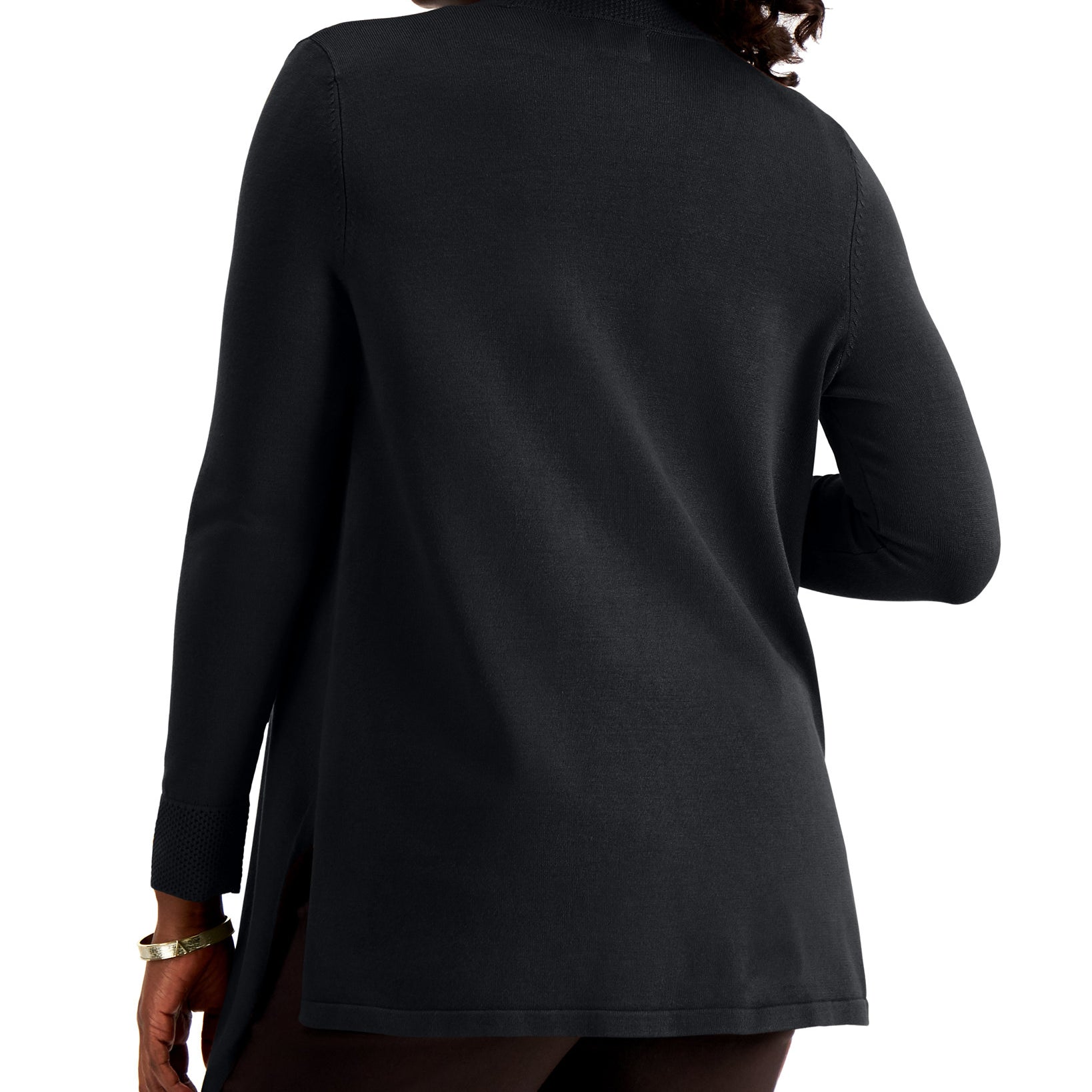 JM Collection Women Textured Hem Cascade Front Cardigan