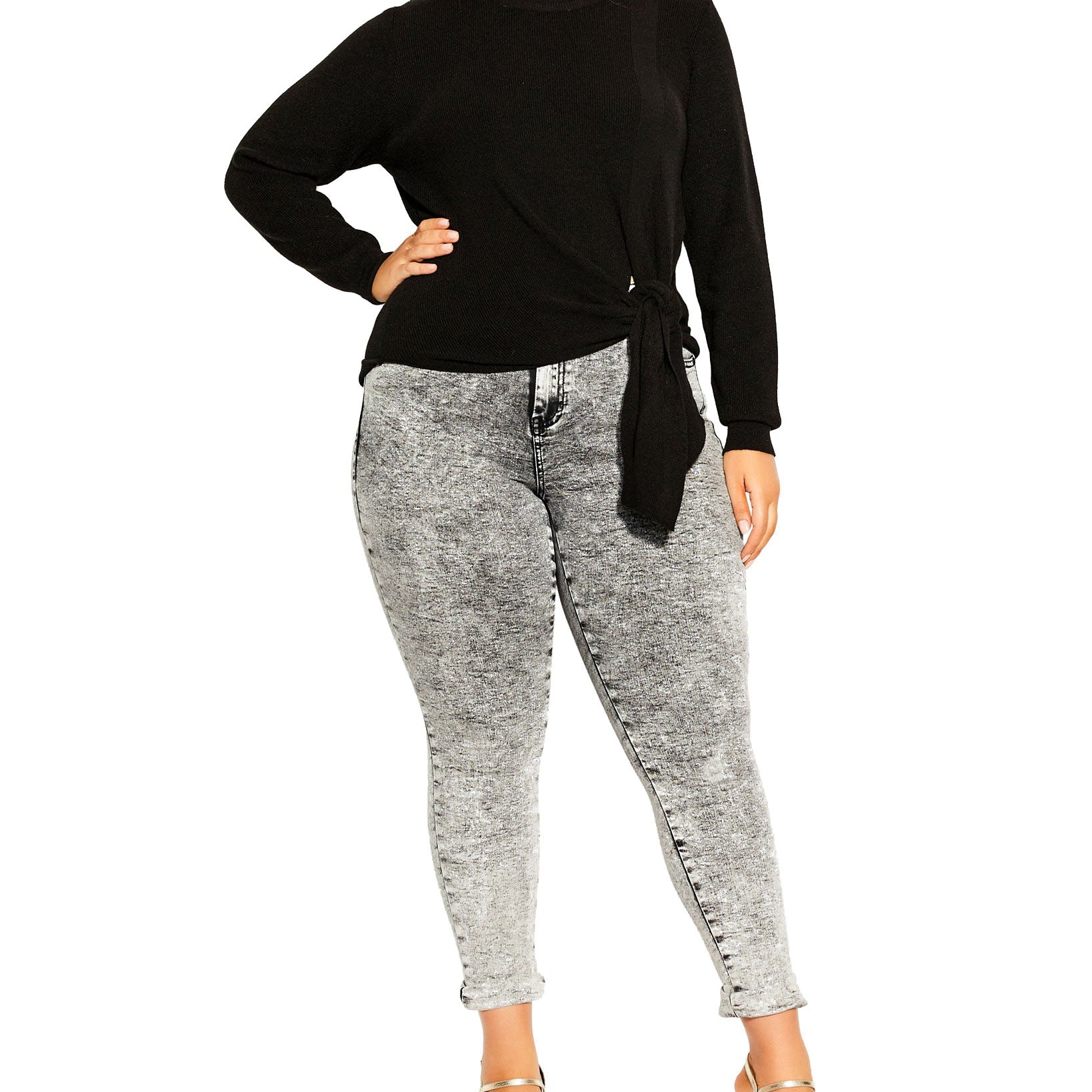 City Chic Women Plus Womens Trendy Royal Sweater Black