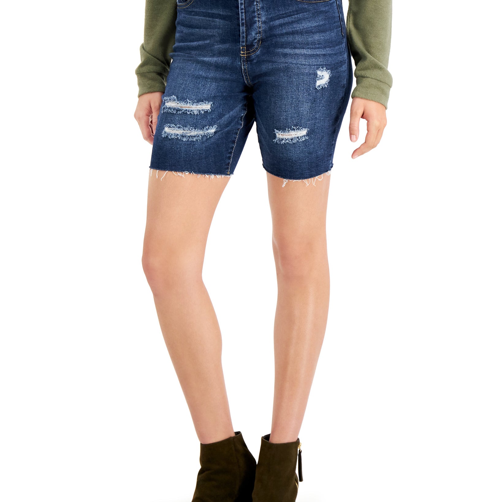 Celebrity Pink Women Frayed Distressed Bermuda Shorts Transformation
