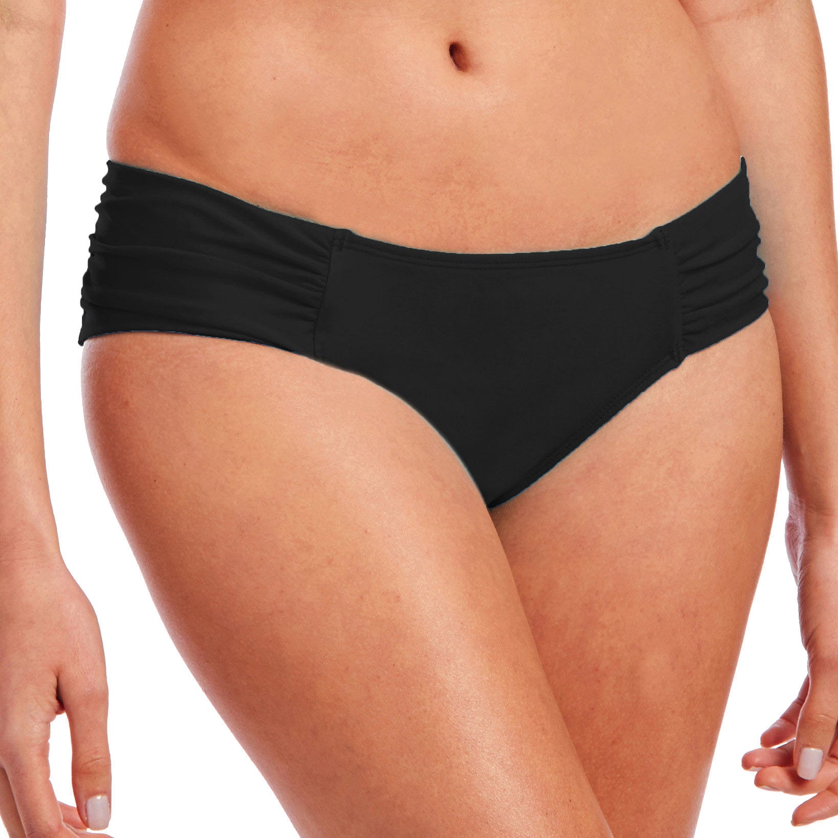 RACHEL Rachel Roy Women Ruched Side Bikini Bottoms Black
