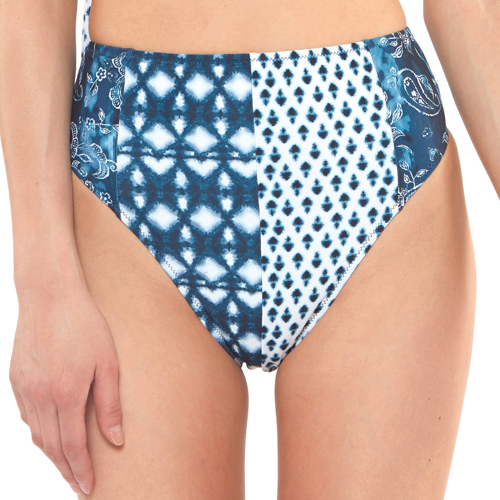 Jessica Simpson Women Batik Babe High Waist Bikini Bottoms Dark Navy