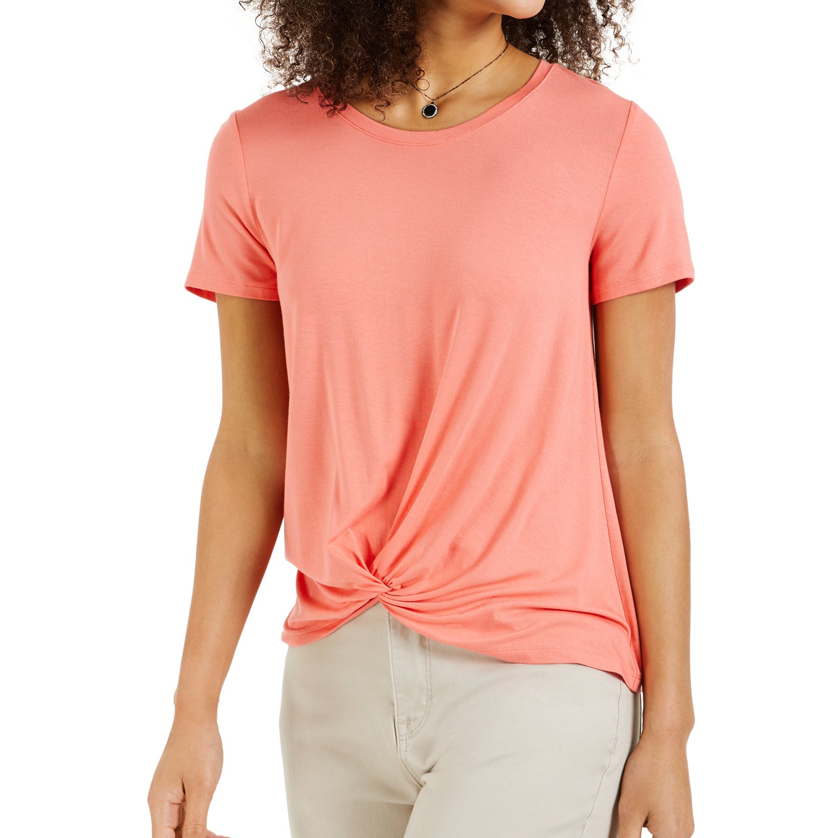 Style & Co Women Twist Front Top Orange Shade