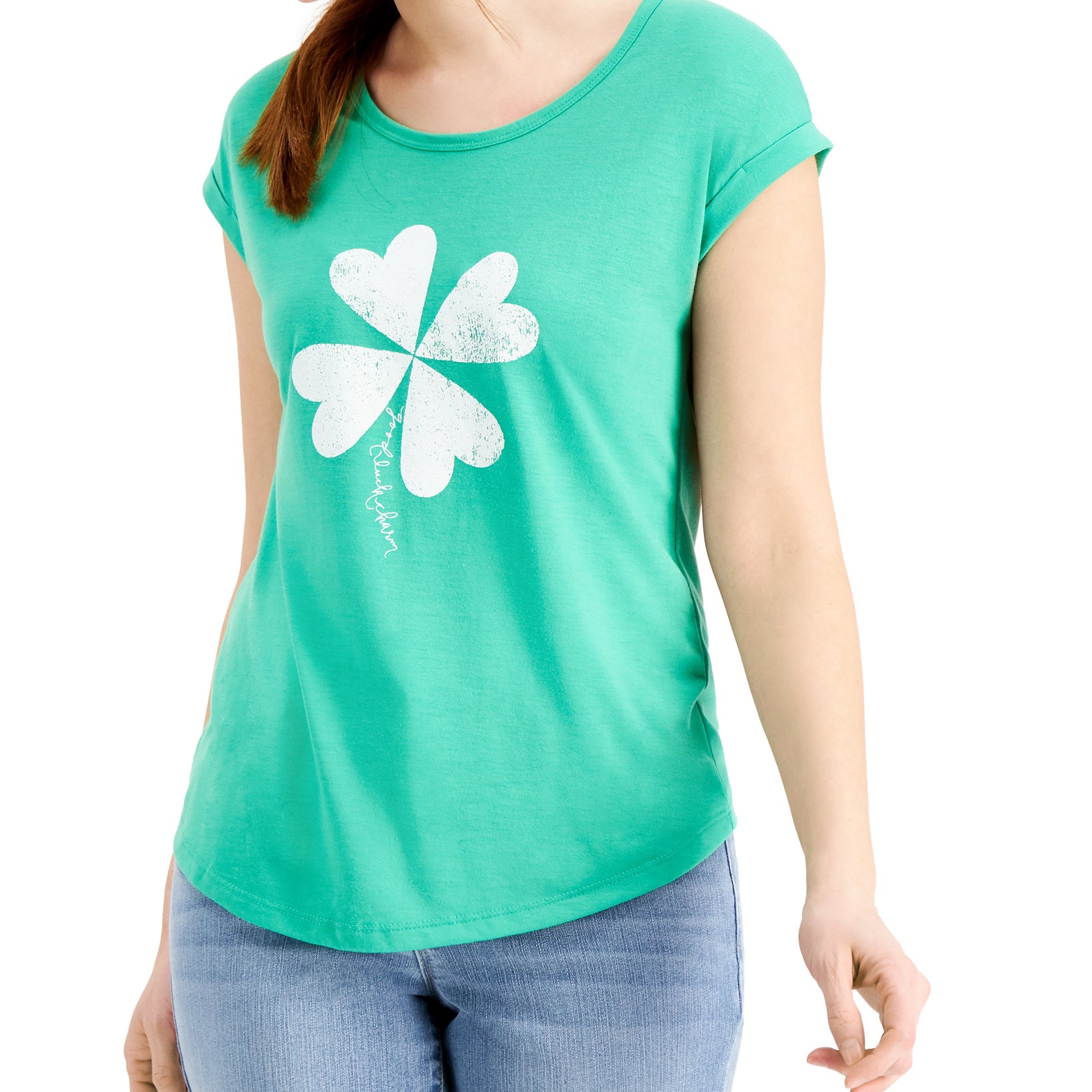 Style & Co Women Good Luck Charm Graphic T Shirt Good Luck Charm