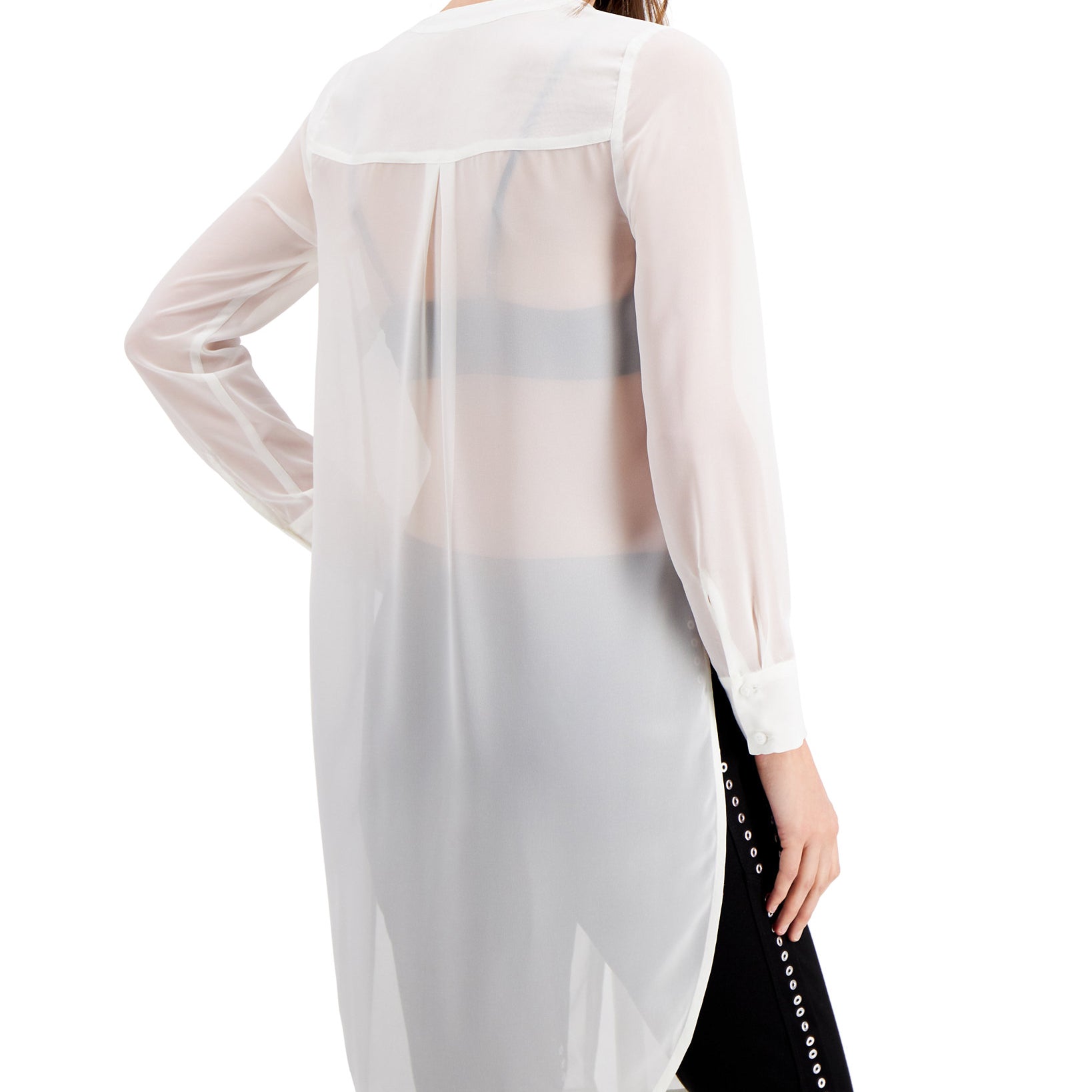 Bar III Women Semi Sheer Tunic Blouse