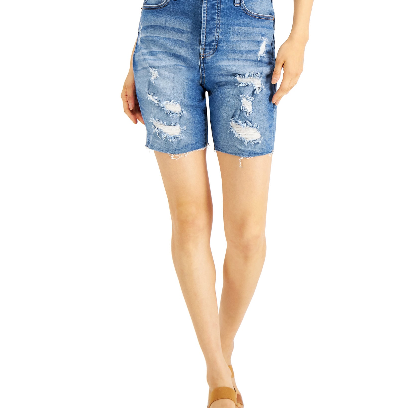 Celebrity Pink Women Frayed Distressed Bermuda Shorts Momentum