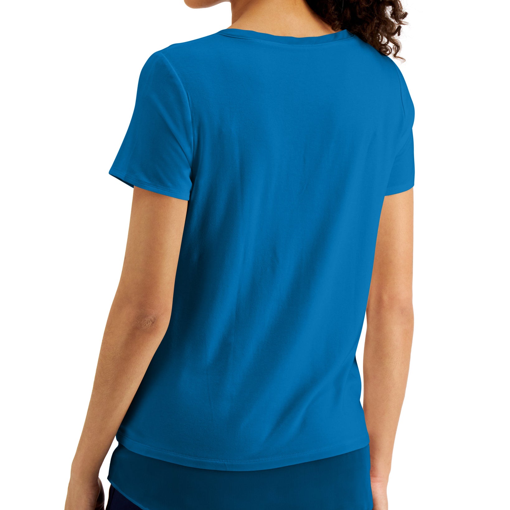 JM Collection Women V Neck Sheer Hem Top