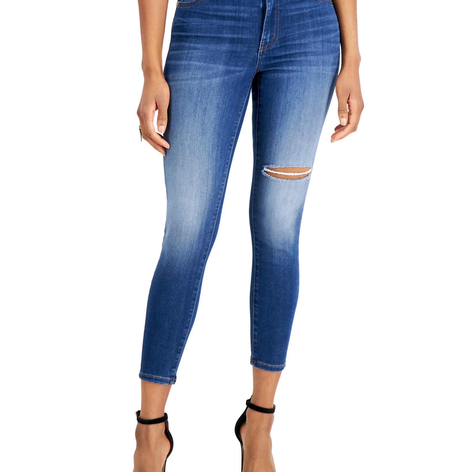 Celebrity Pink Women Curvy Mid Rise Distressed Skinny Jeans Eco Wild