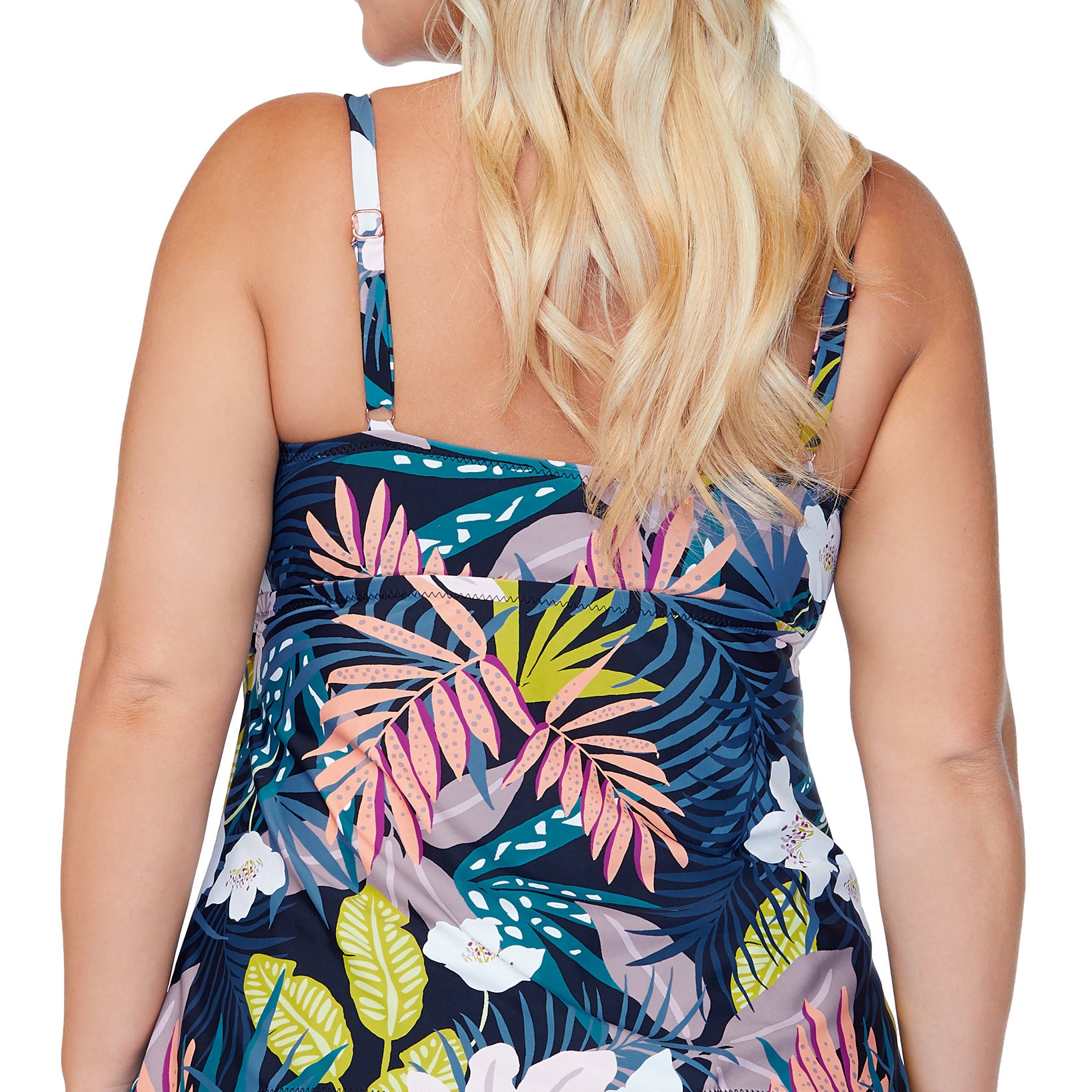 Raisins Curve Women Plus Trendy Aries Whitehaven Bloom Printed Tankini Top