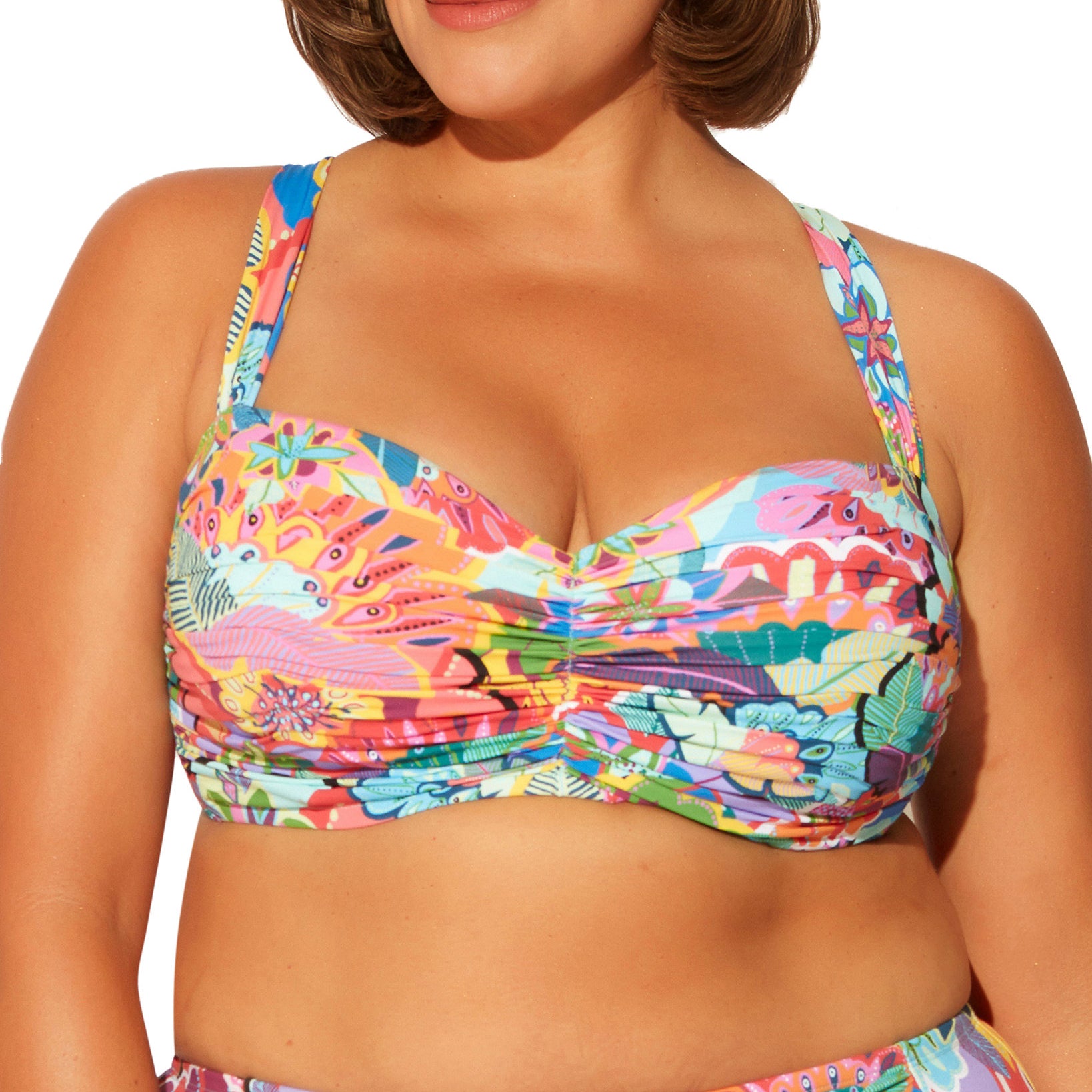 Bleu by Rod Beattie Women Plus Petite Floral Print Bikini Top Multi