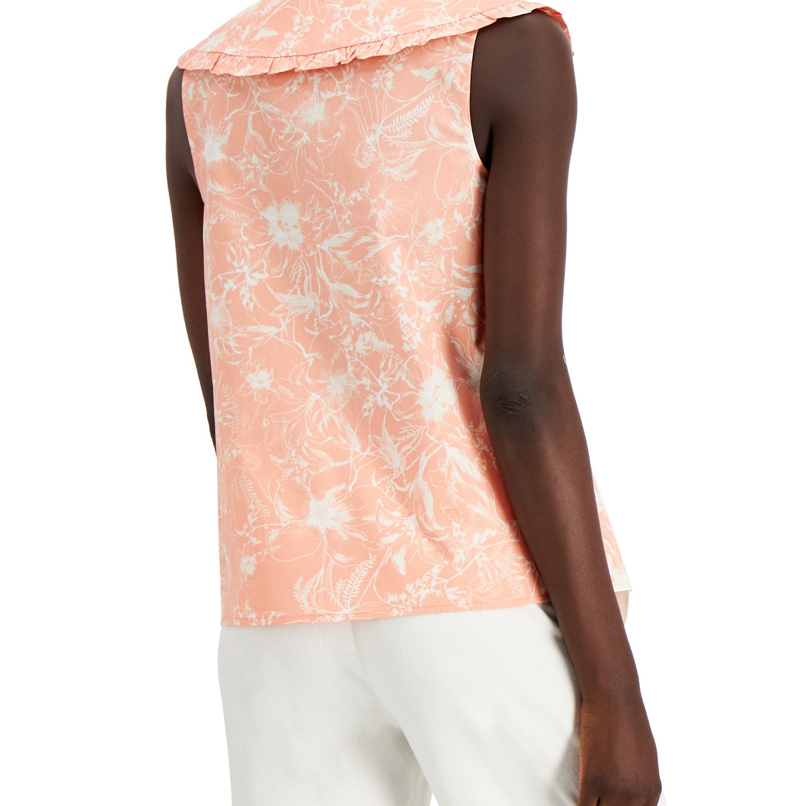 INC International Concepts Women Ruffle Collar Floral Print Top