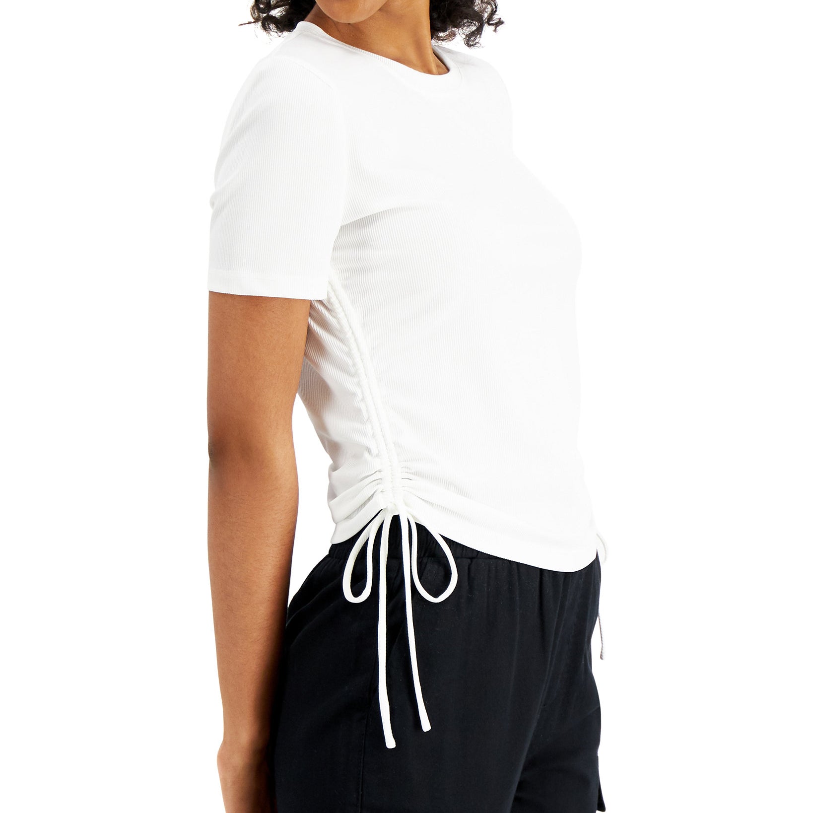 LEYDEN Women Ruched Ribbed Knit Top